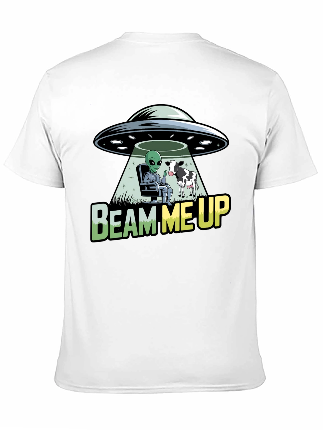 Black Beam Me Up Alien and Cow Graphic T-Shirt view 11