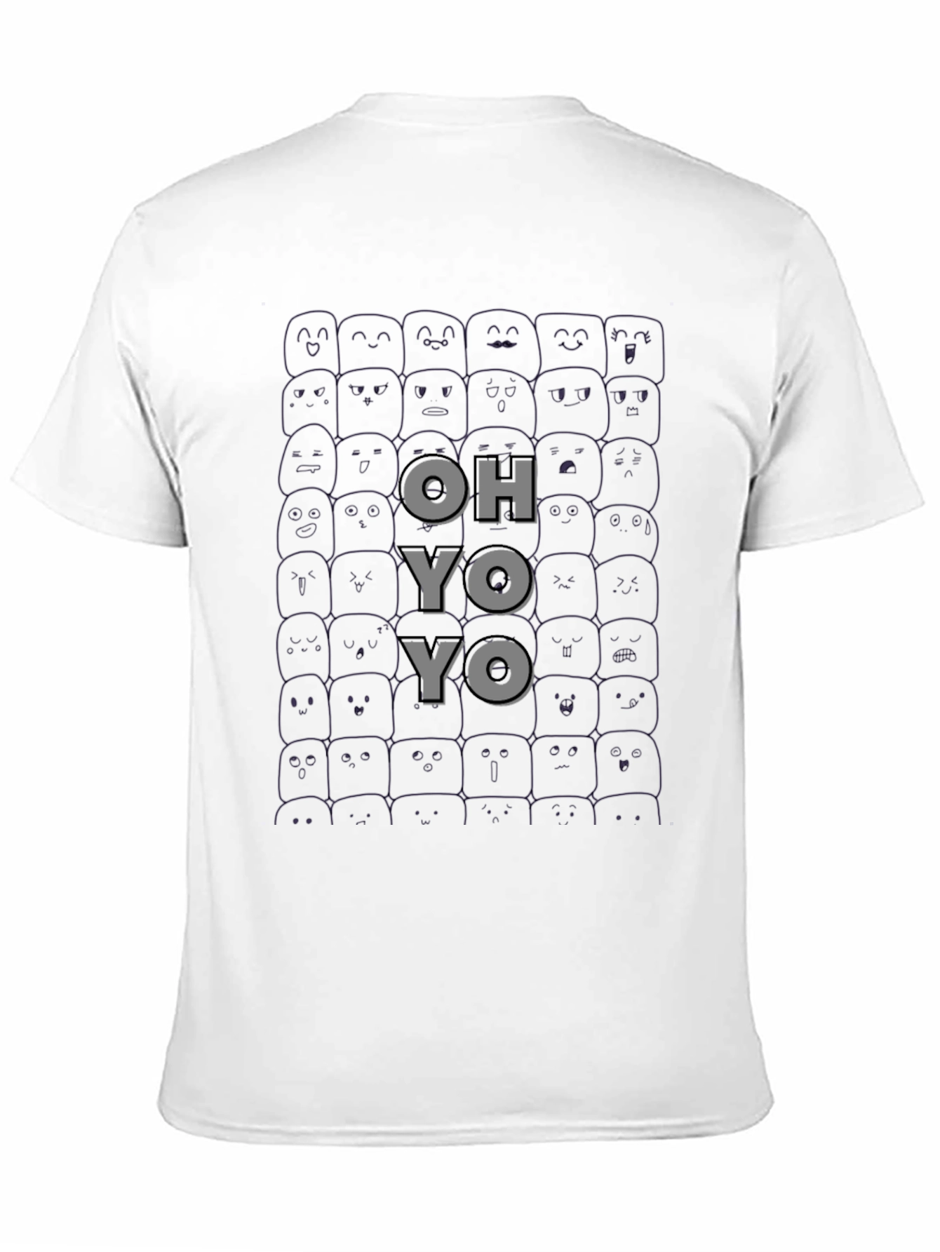 Black OH YO YO T-Shirt Funny Faces Black Cotton Tee view 11
