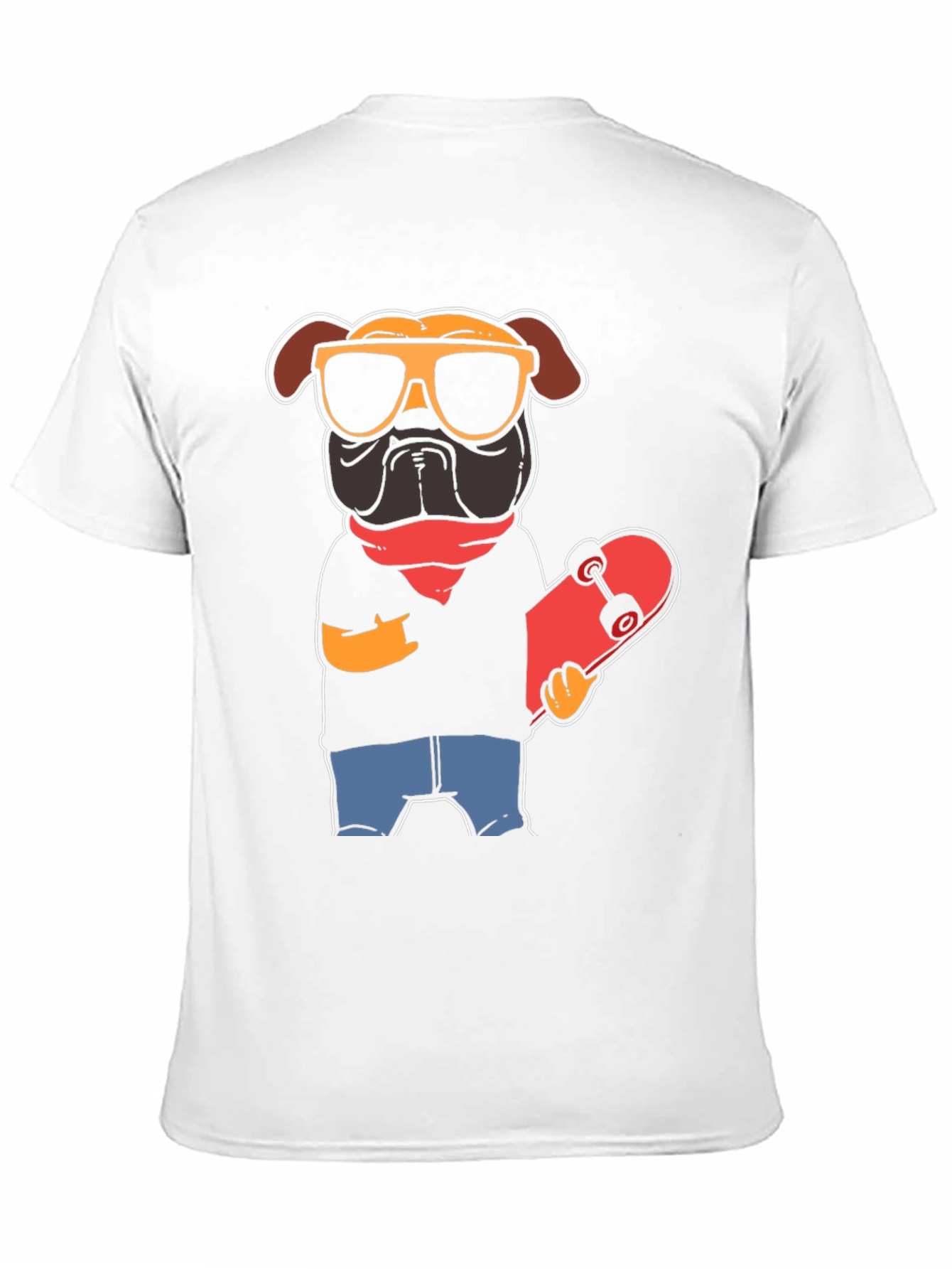 Black Cool Pug Skateboarder Graphic Tee view 11