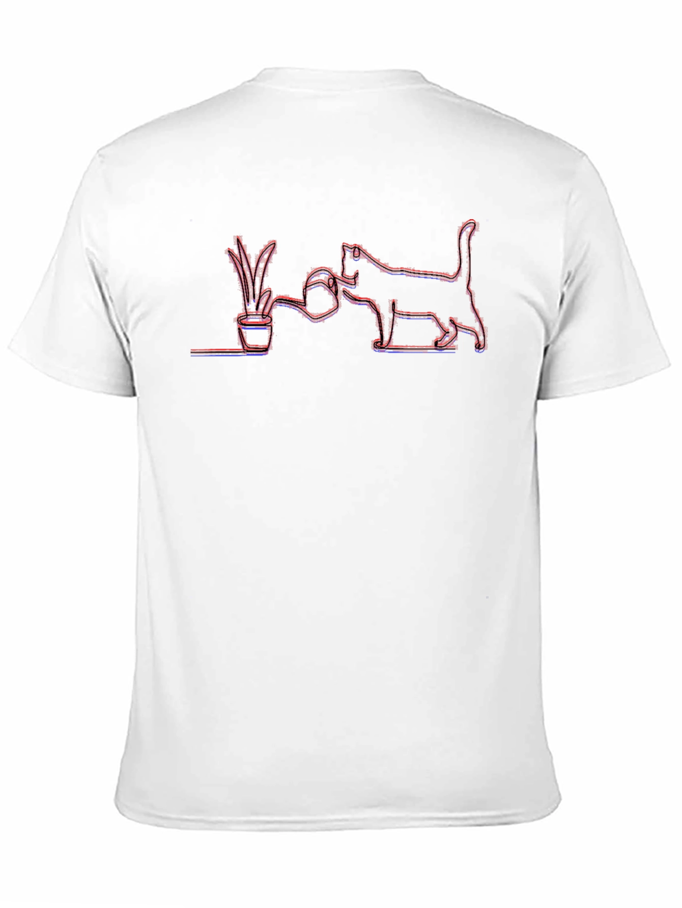 Black Cat Watering Plant Graphic T-Shirt view 11