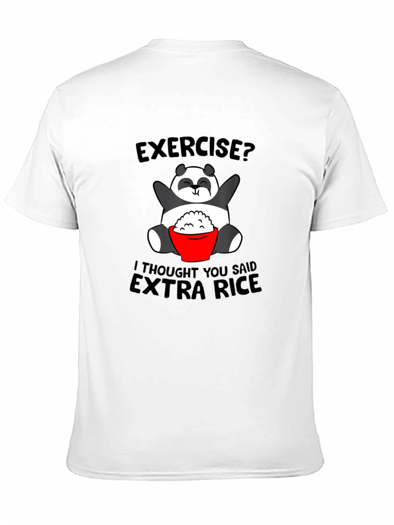 Black Funny Panda Extra Rice Graphic Tee Shirt view 11
