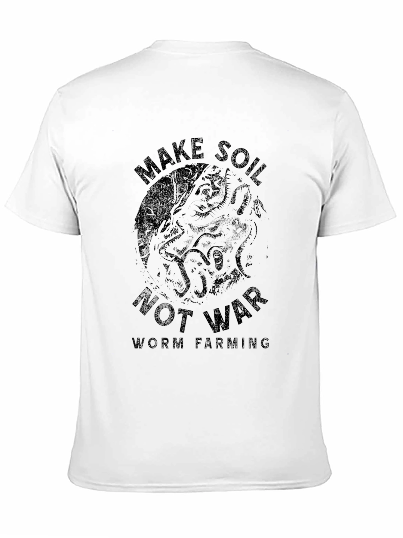 Black Make Soil Not War T-Shirt Worm Farming Tee view 11
