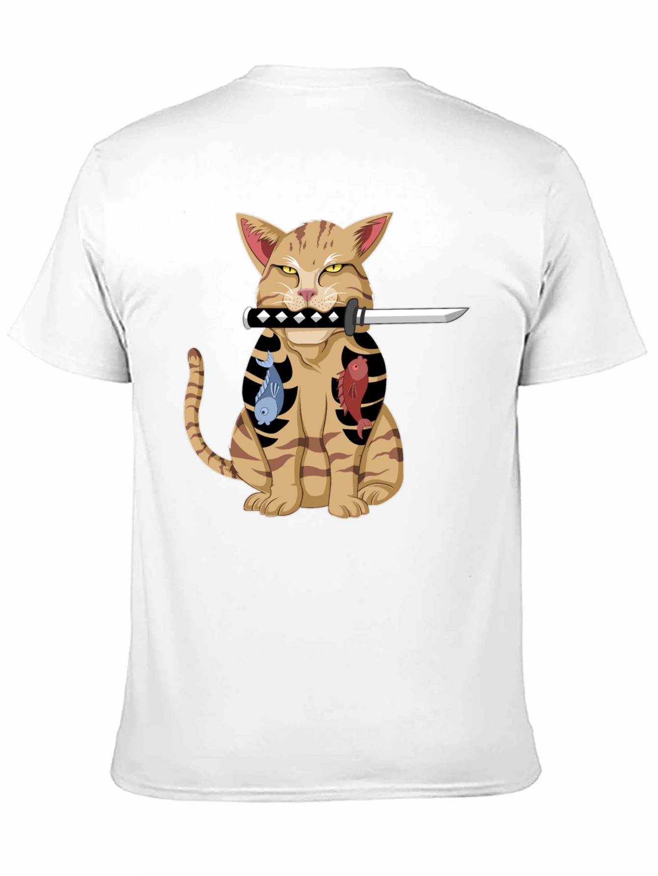 Black Cat Samurai T-Shirt - Funny Kitten with Sword Tee view 11