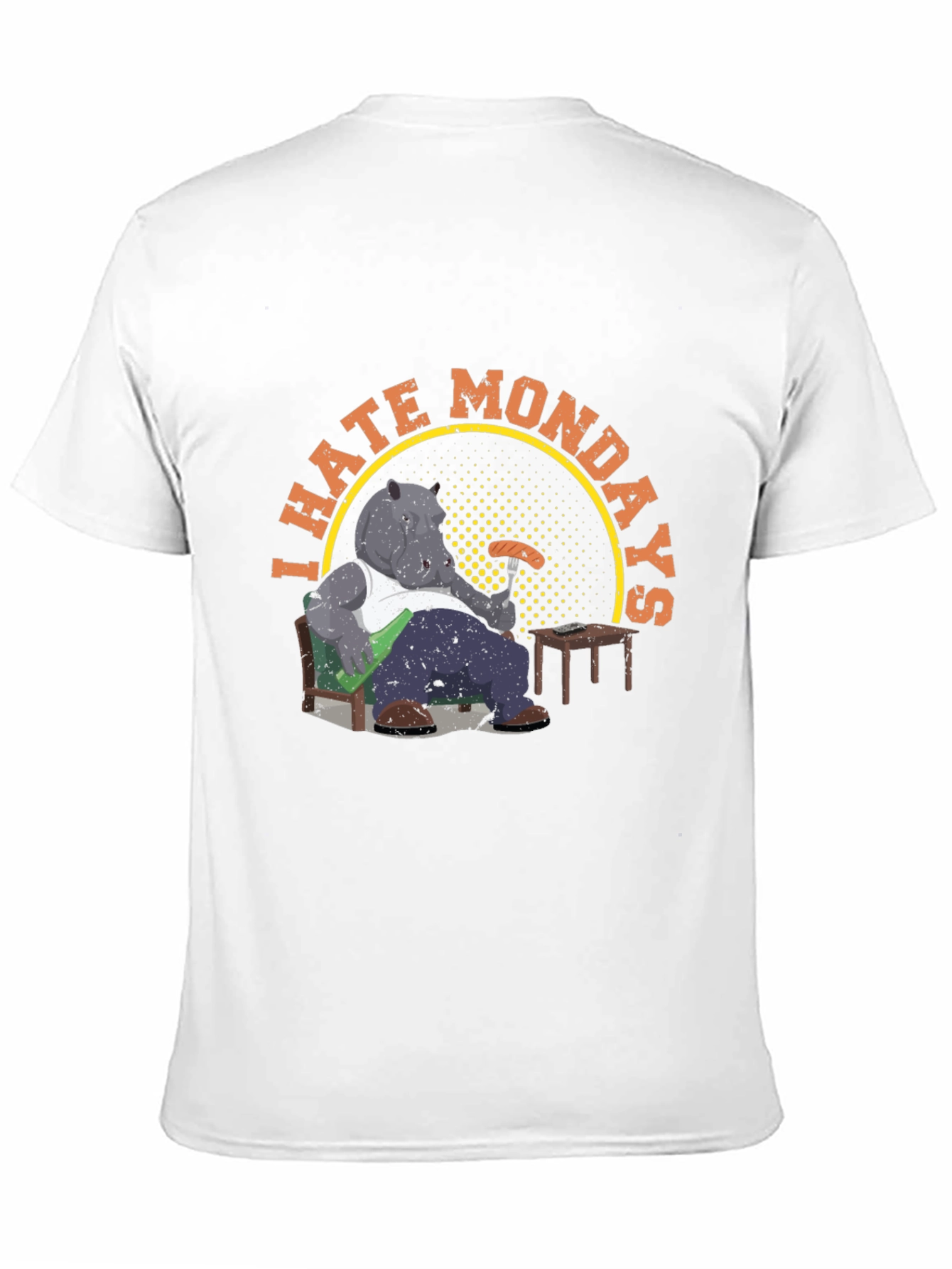 Black I Hate Mondays Graphic T-Shirt - Funny Cartoon Hippo Tee view 11
