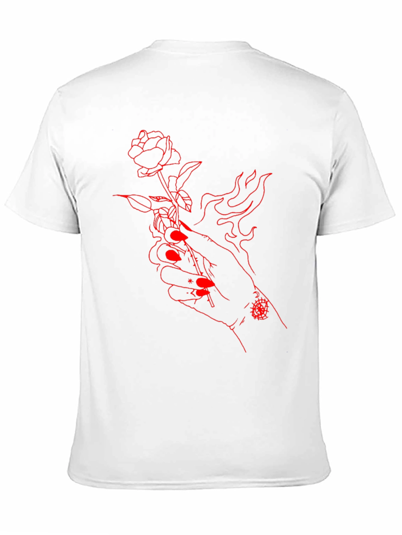 Black Red Rose Hand Graphic Black Tee view 11