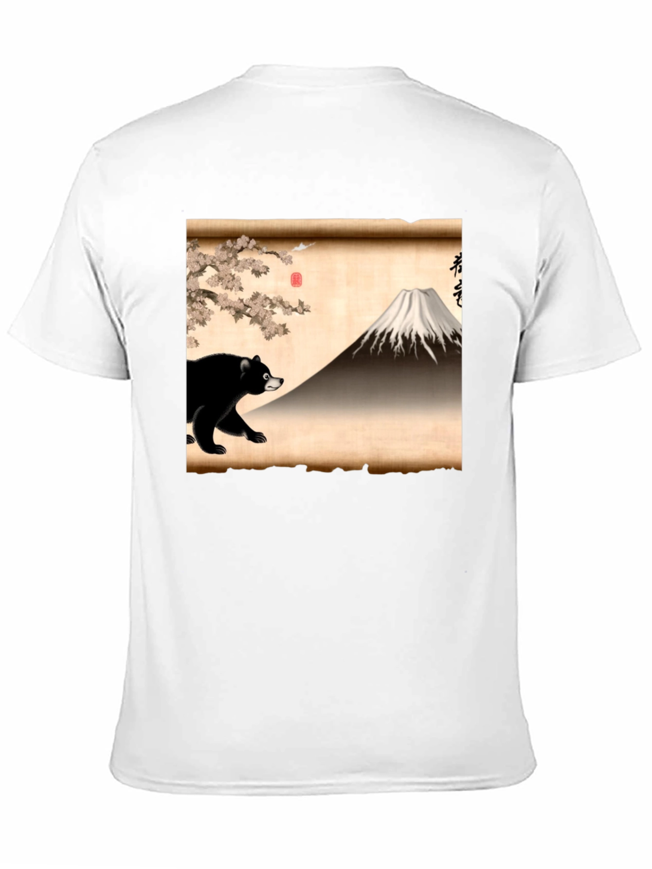 Black Bear & Mt. Fuji Graphic Tee - Japanese Art Shirt view 11