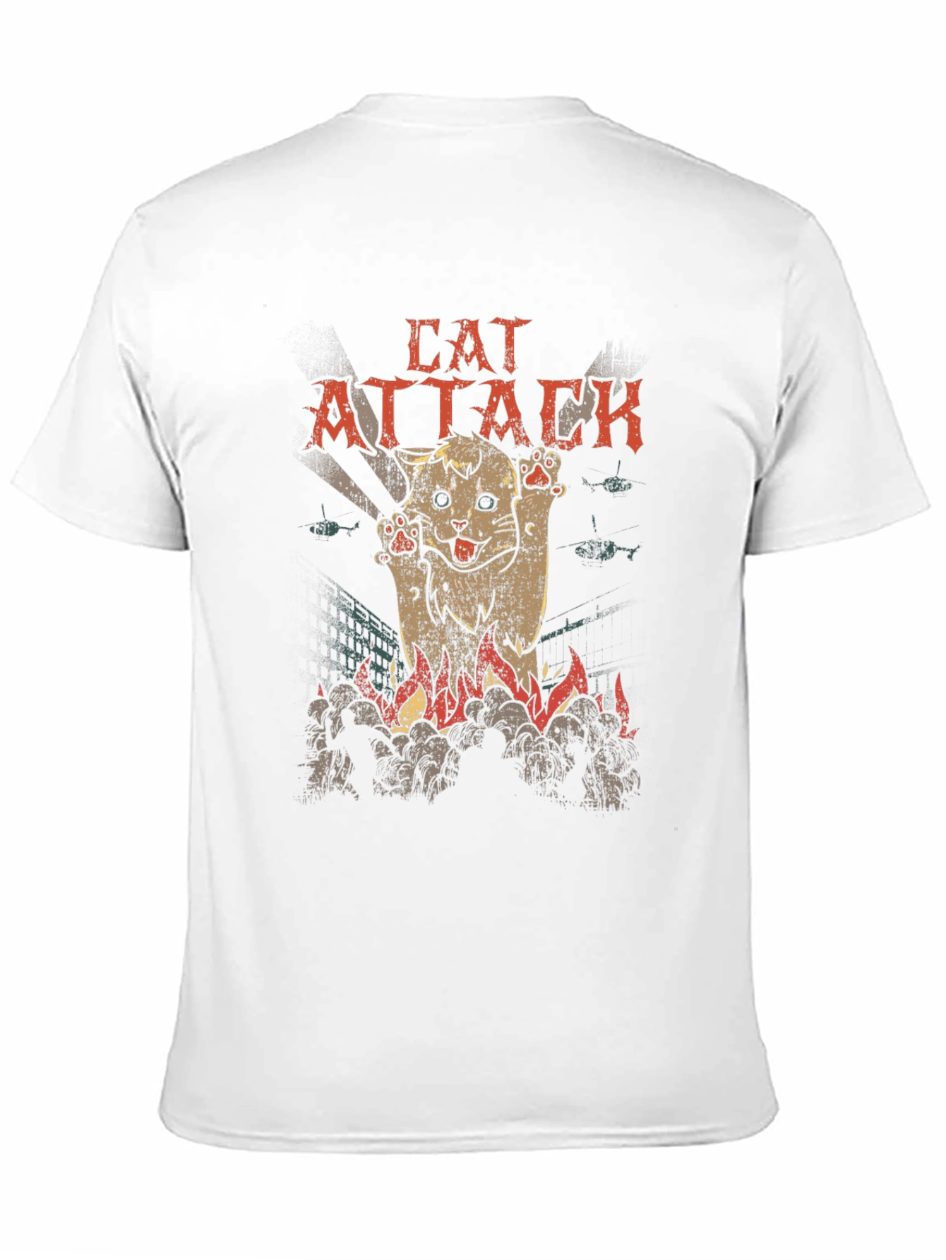 Black Cat Attack Graphic T-Shirt - Black Cotton Tee view 11