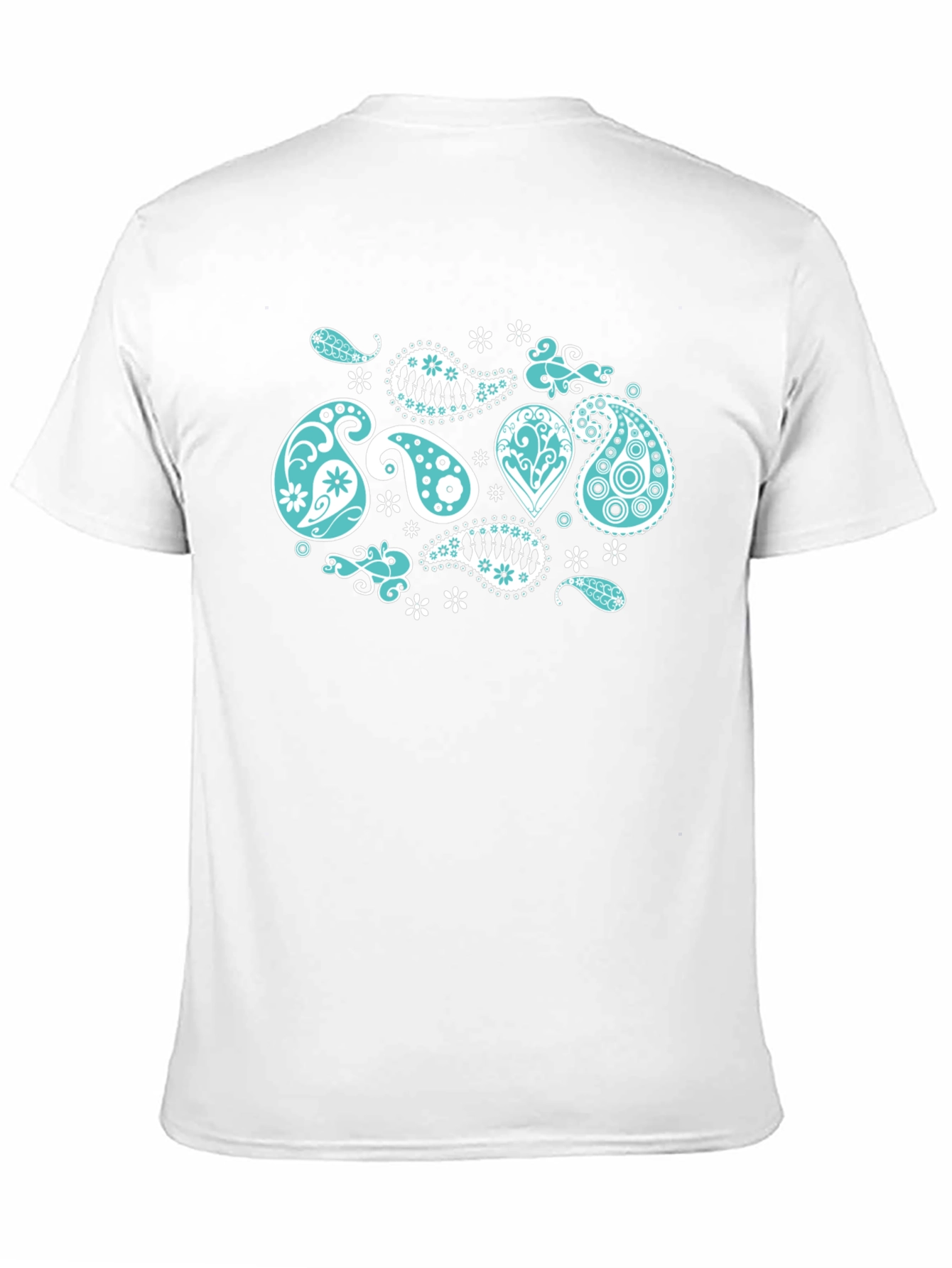 Black Black Tee with Turquoise Paisley Design view 11