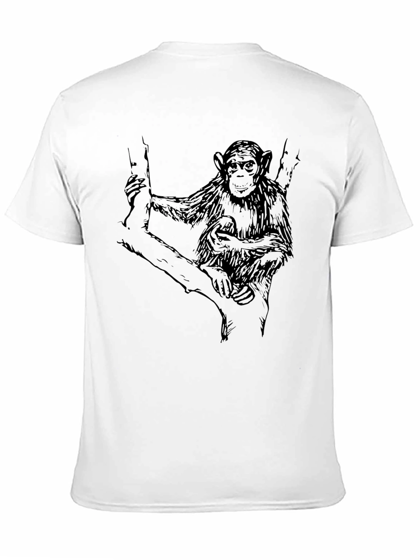 Black Chimpanzee Graphic Print Men's Black T-Shirt view 11