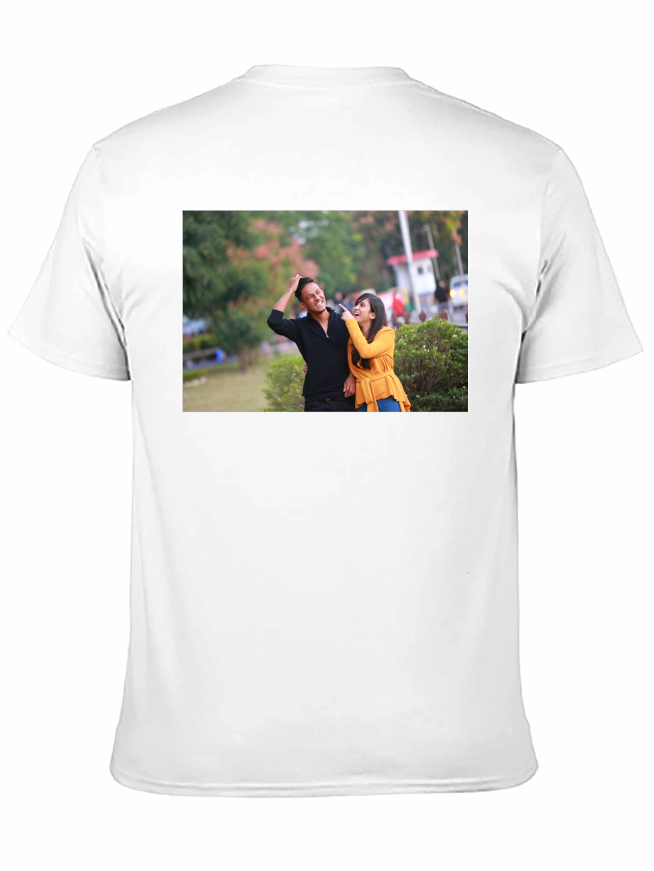 Black Stylish Black T-Shirt with Couple Print view 11