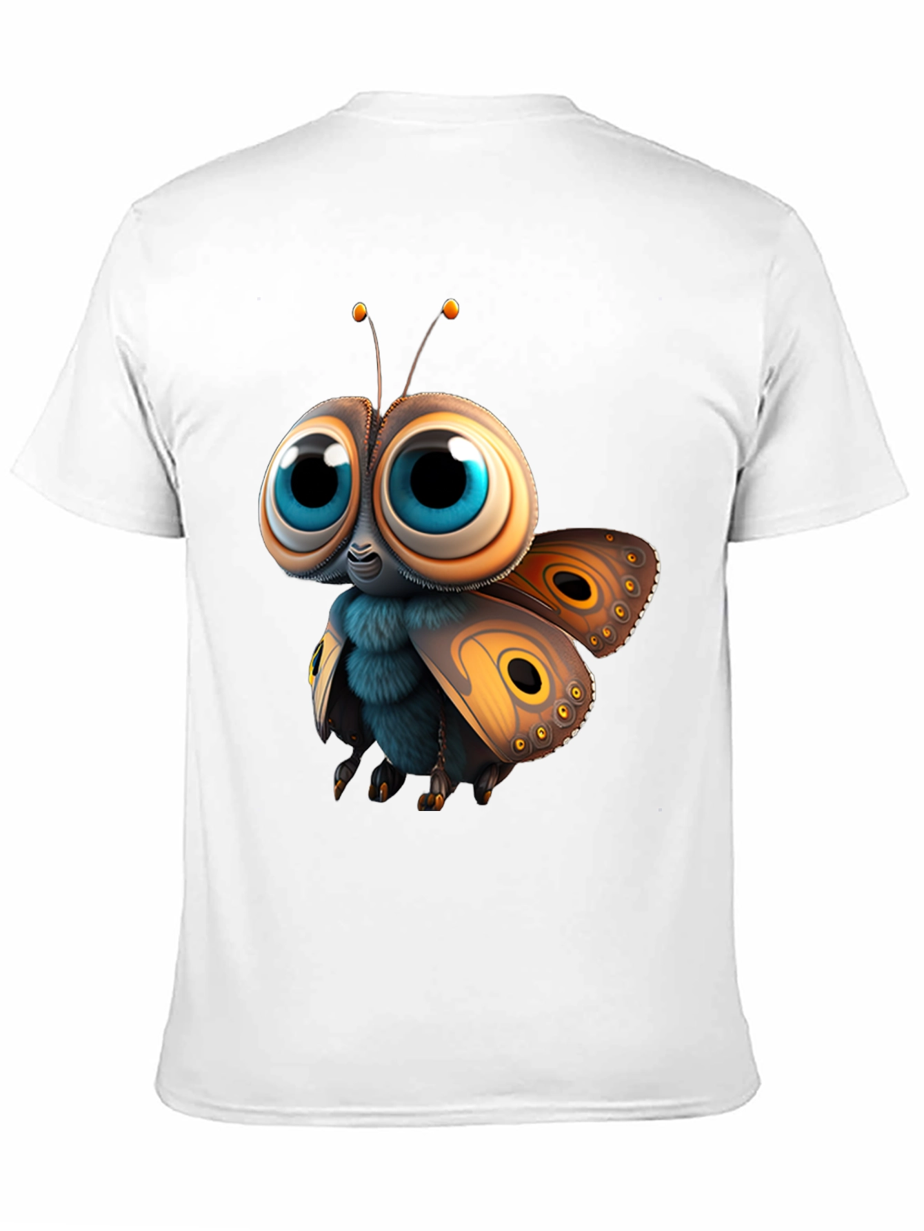 Black Cute Cartoon Moth Graphic Tee - Soft Cotton view 11