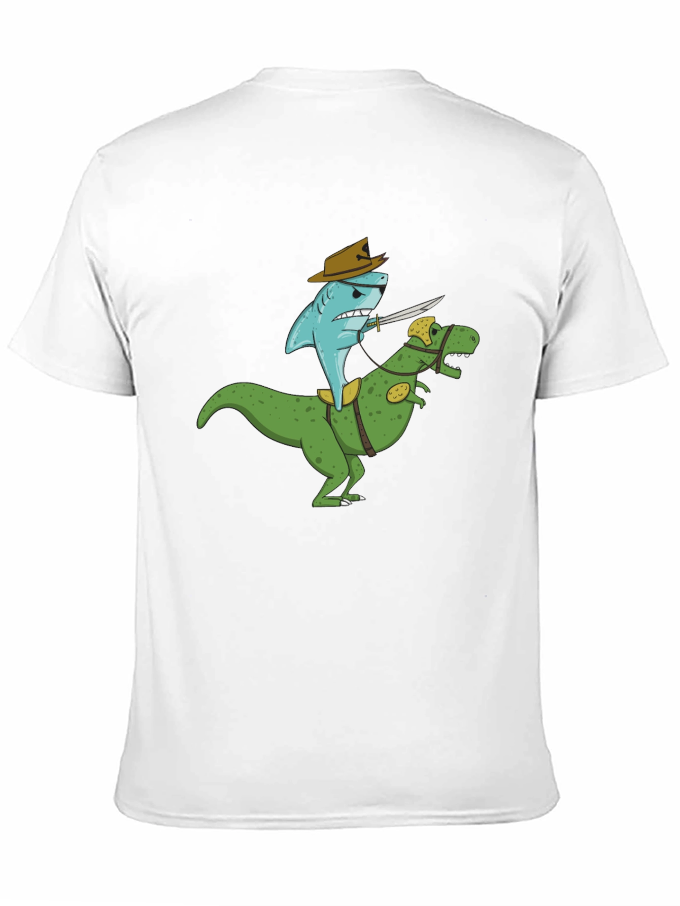 Black Shark Riding Dinosaur T-Shirt - Funny Graphic Tee view 11