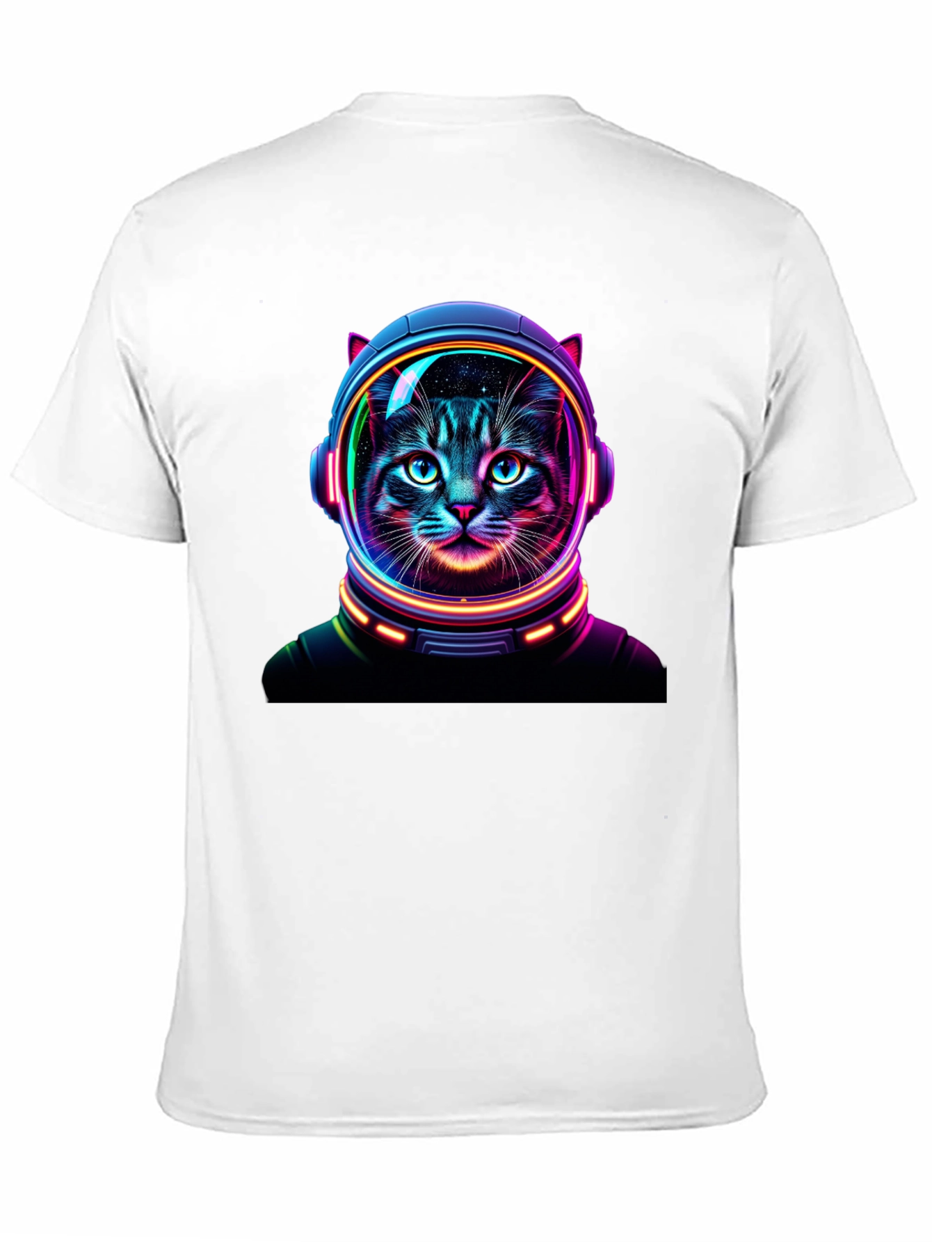 Black Cosmic Cat T-Shirt - Astronaut Feline Design view 11