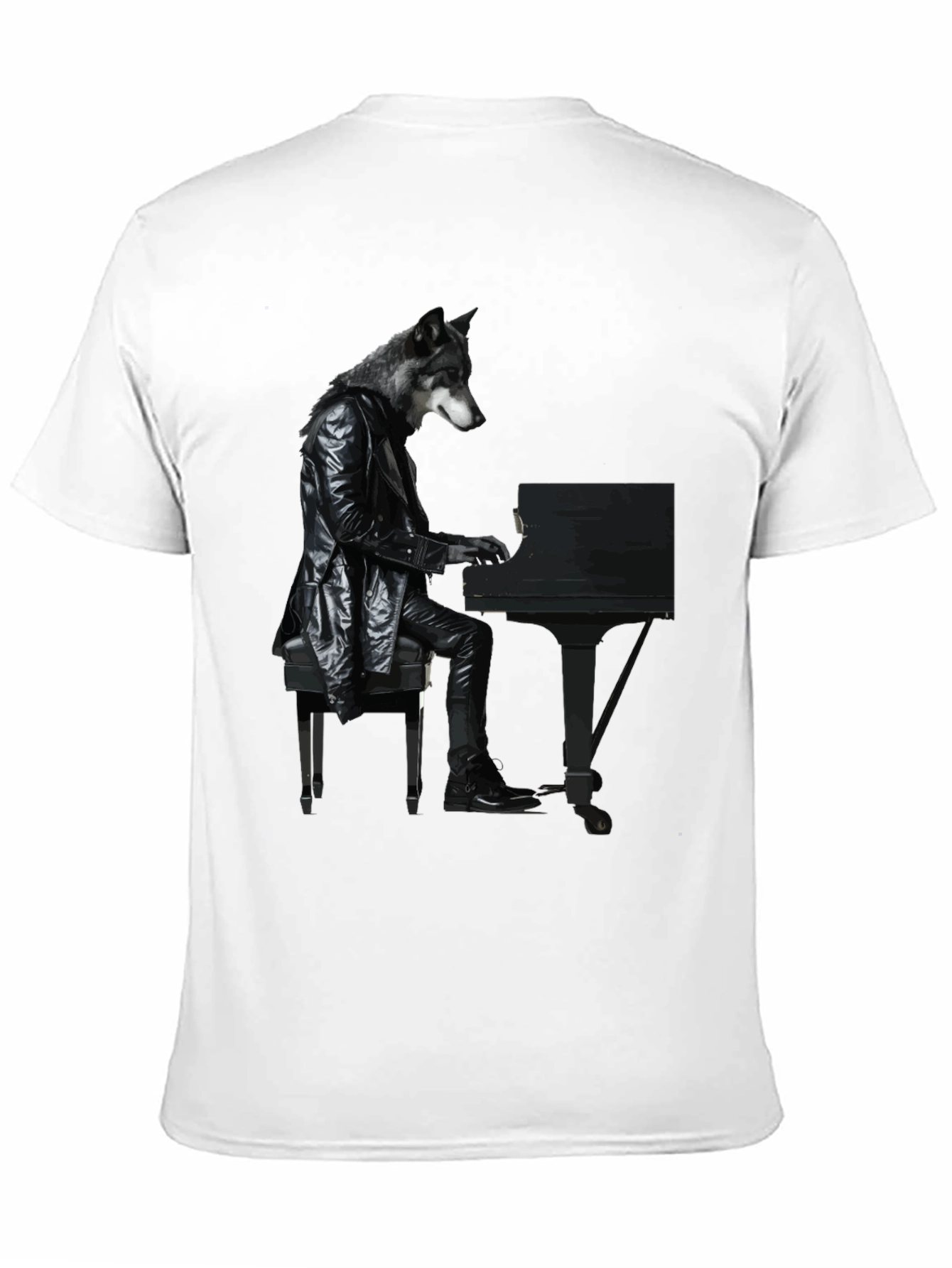 Black Wolf Pianist Graphic Tee - Unique Animal Design view 11