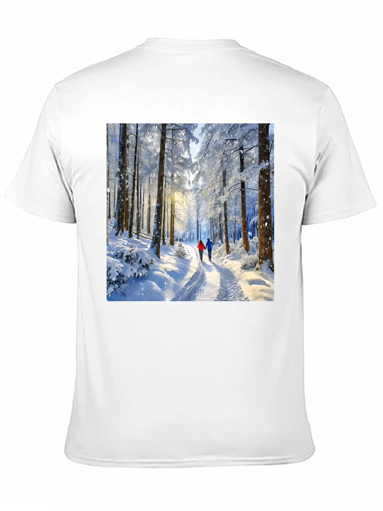 Black Winter Forest Path Graphic Tee view 11