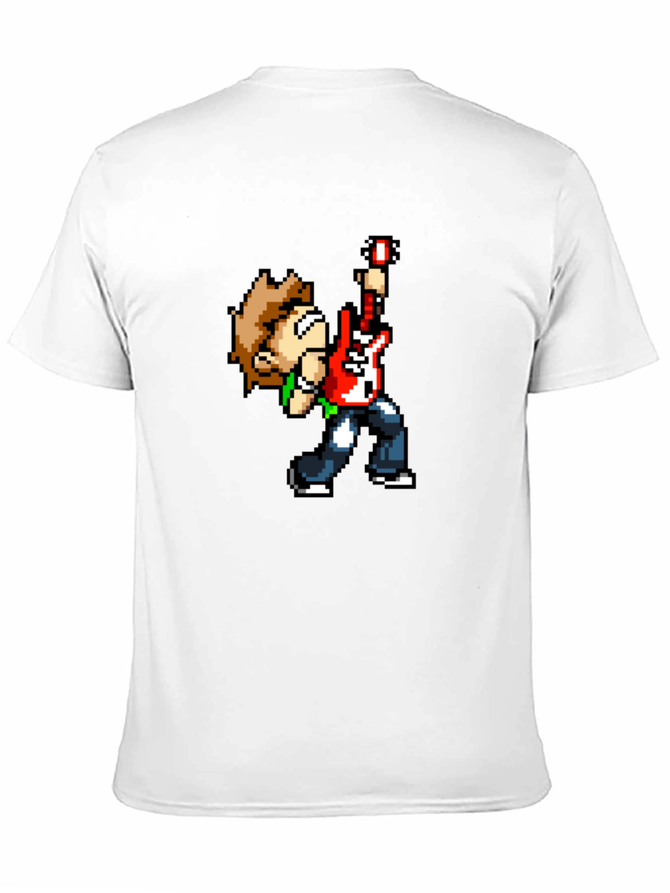 Black Pixel Art Guitar Player Black T-Shirt view 11