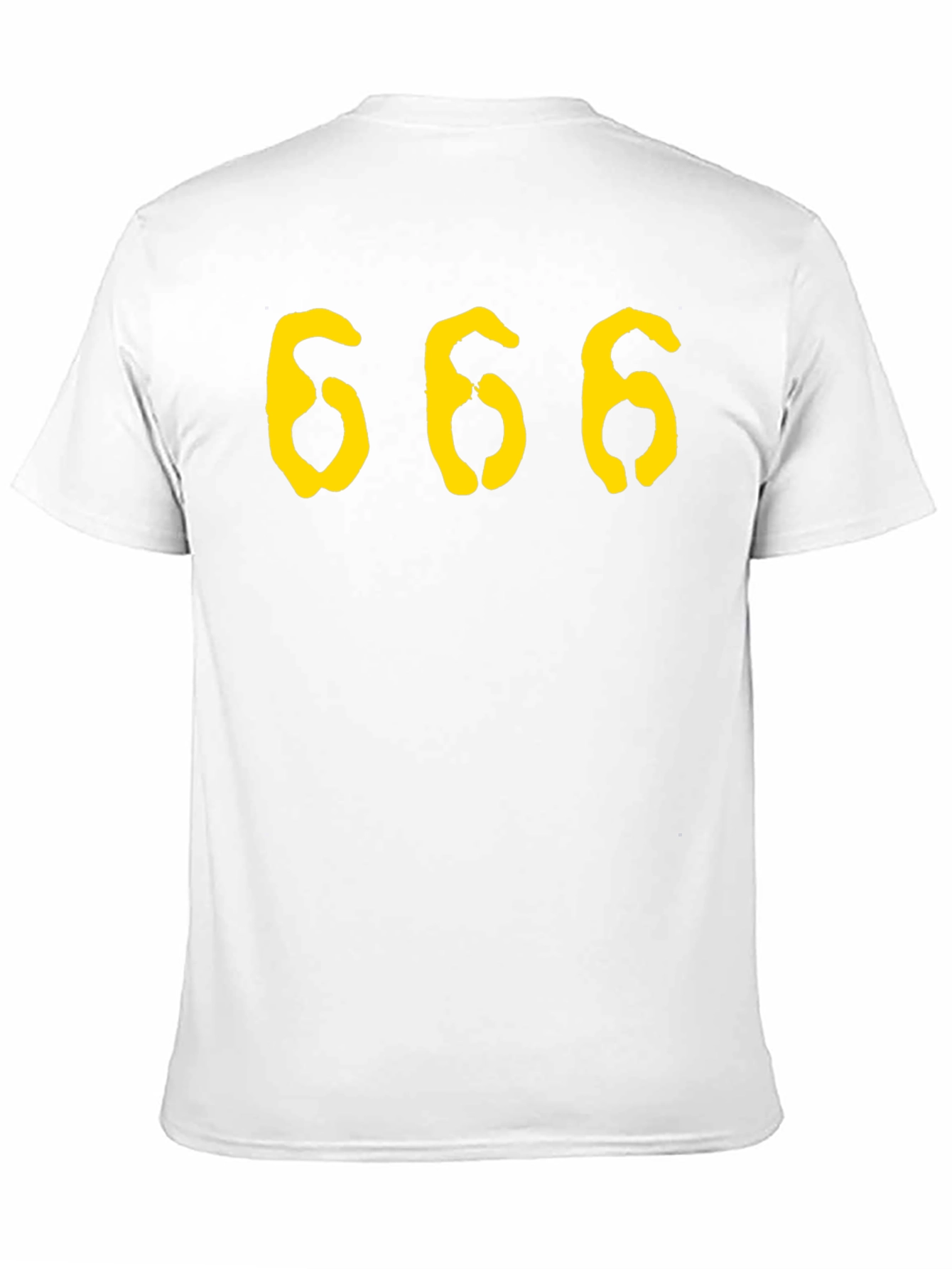 Black Men's Black T-Shirt with Yellow '666' Graphic Print view 11