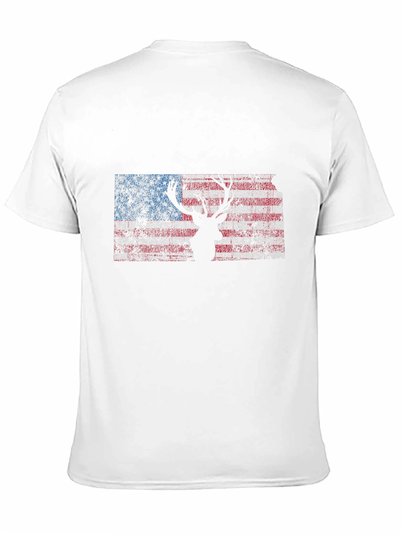 Black American Flag Deer Silhouette Graphic Tee - Patriotic Style view 11