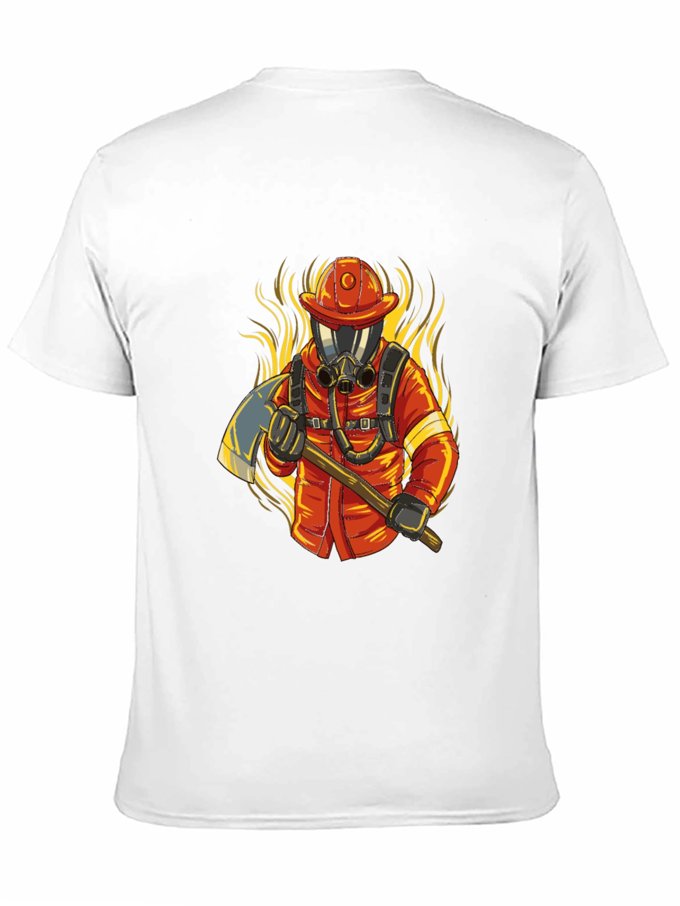 Black Firefighter Graphic Tee - Axe & Flames Design view 11