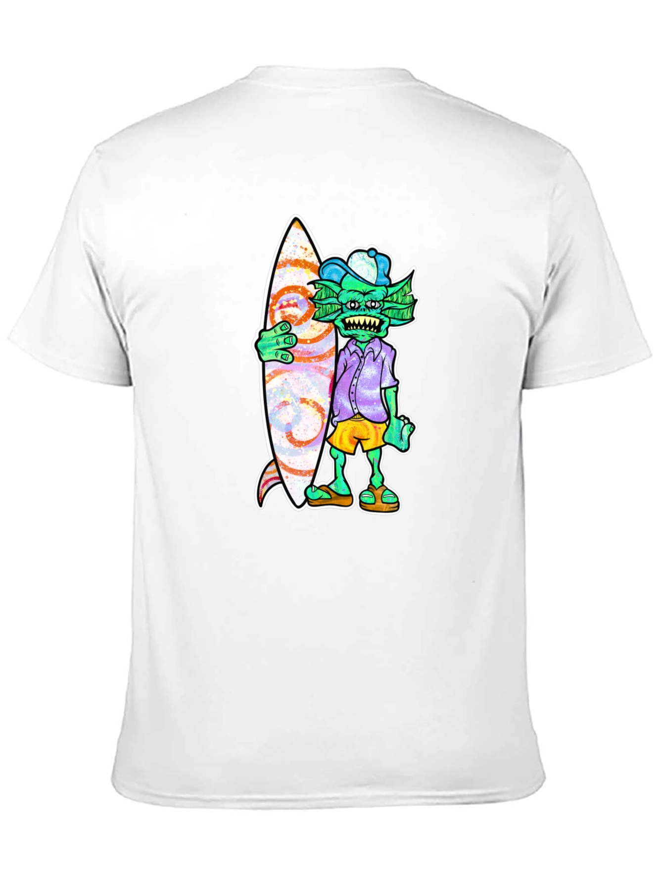 Black Cool Surfer Monster Graphic T-Shirt view 11