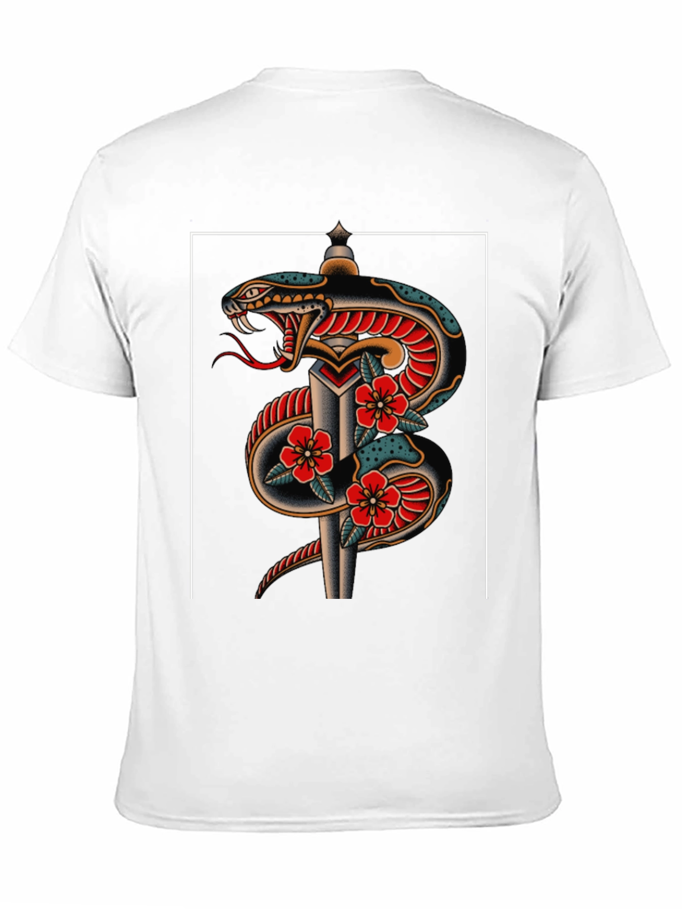 Black Snake & Dagger Graphic Tee - Classic Tattoo Style view 11