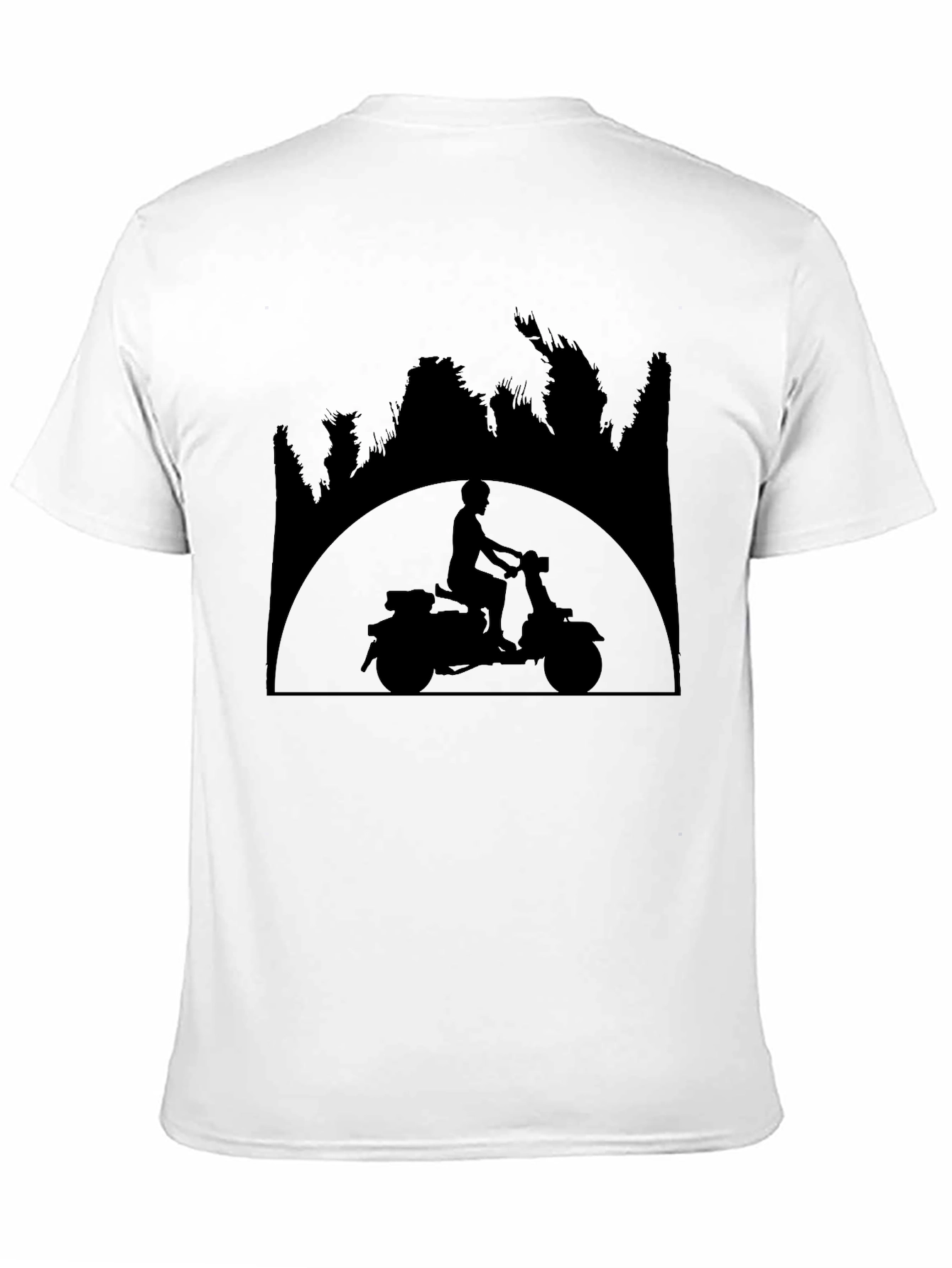 Black Retro Scooter Silhouette Black T-Shirt view 11