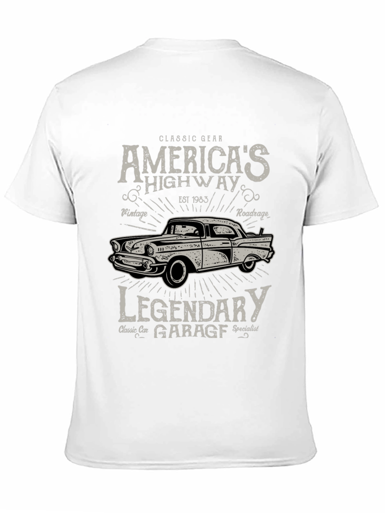Black Classic Car Garage Tee - America's Highway T-Shirt view 11