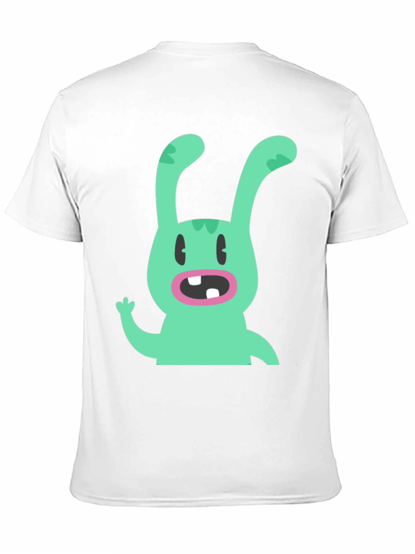 Black Cartoon Rabbit Graphic Tee - Black Cotton T-Shirt view 11