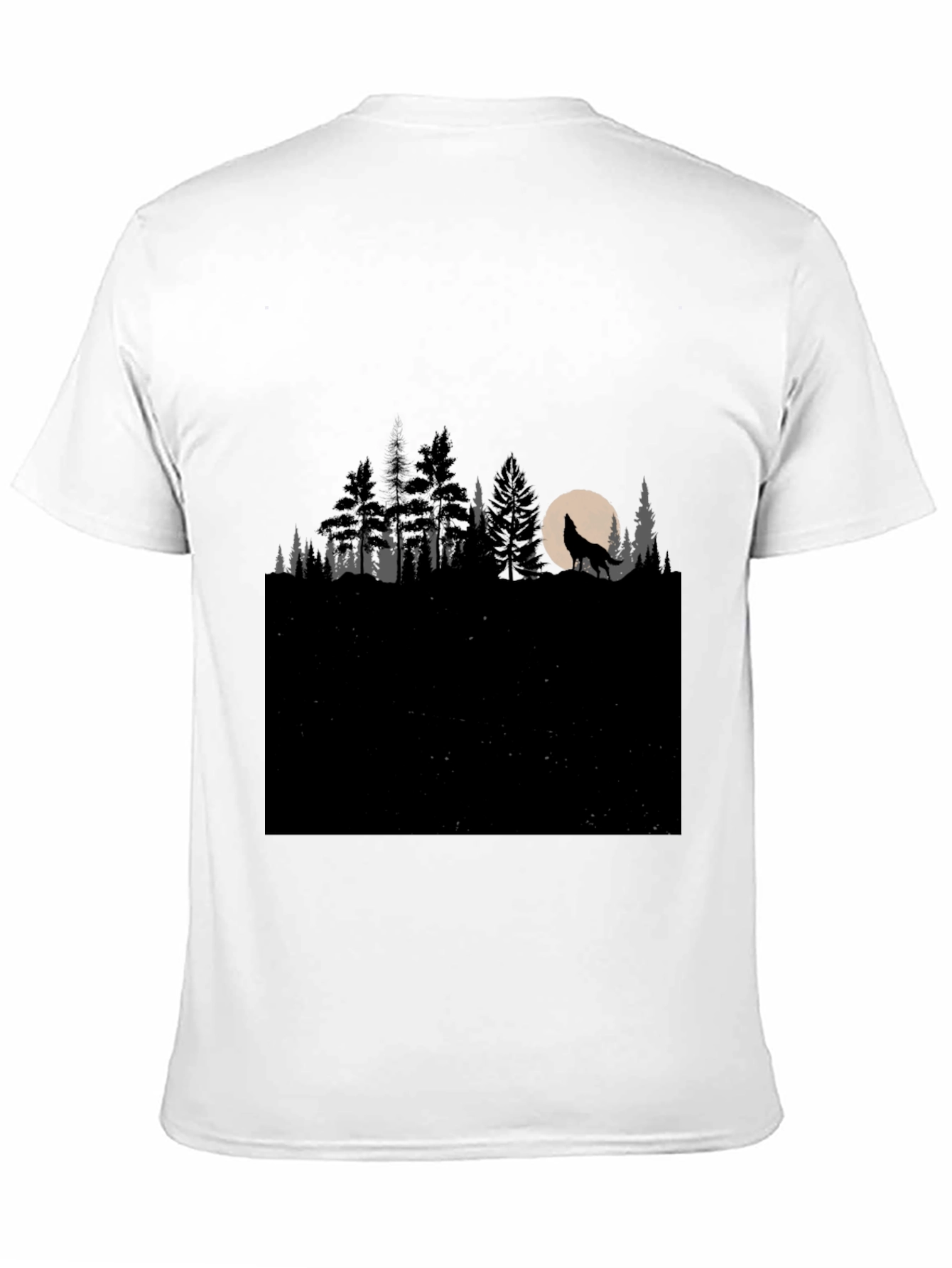 Black Wolf Howling at Moon in Forest T-Shirt view 11