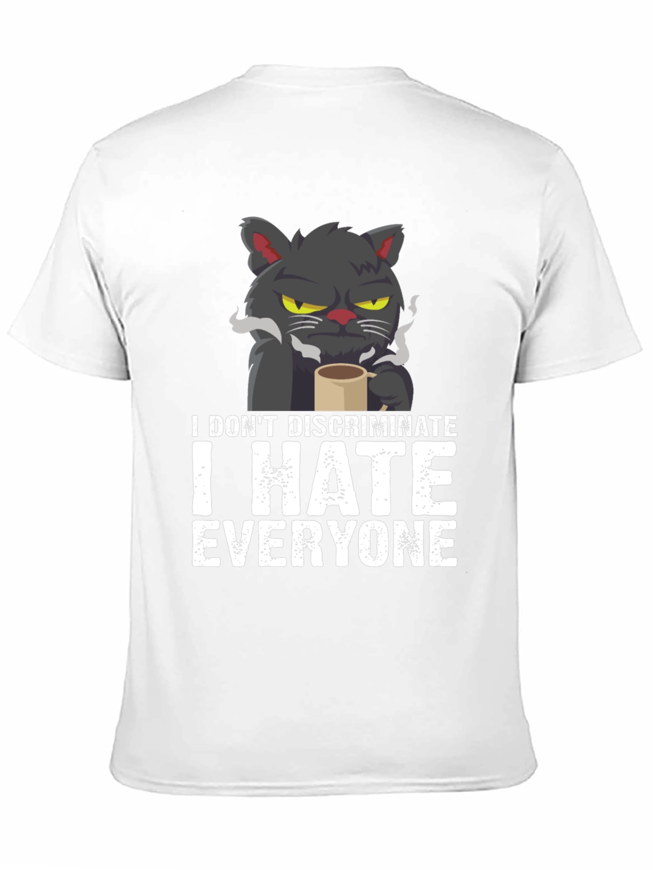 Black I Hate Everyone Cat T-Shirt view 11
