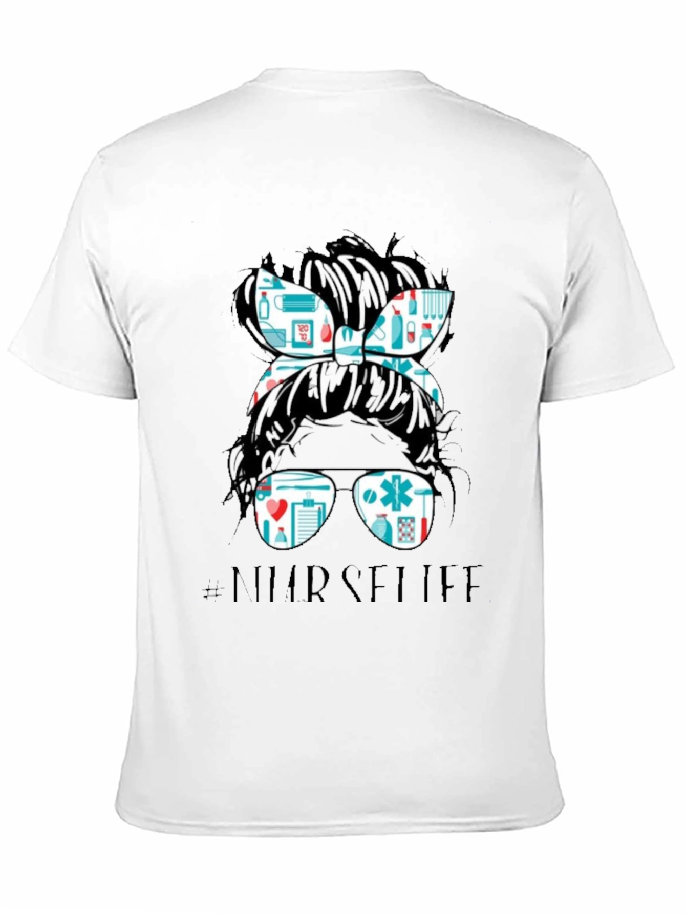 Black Nurse Life Messy Bun Graphic Tee view 11