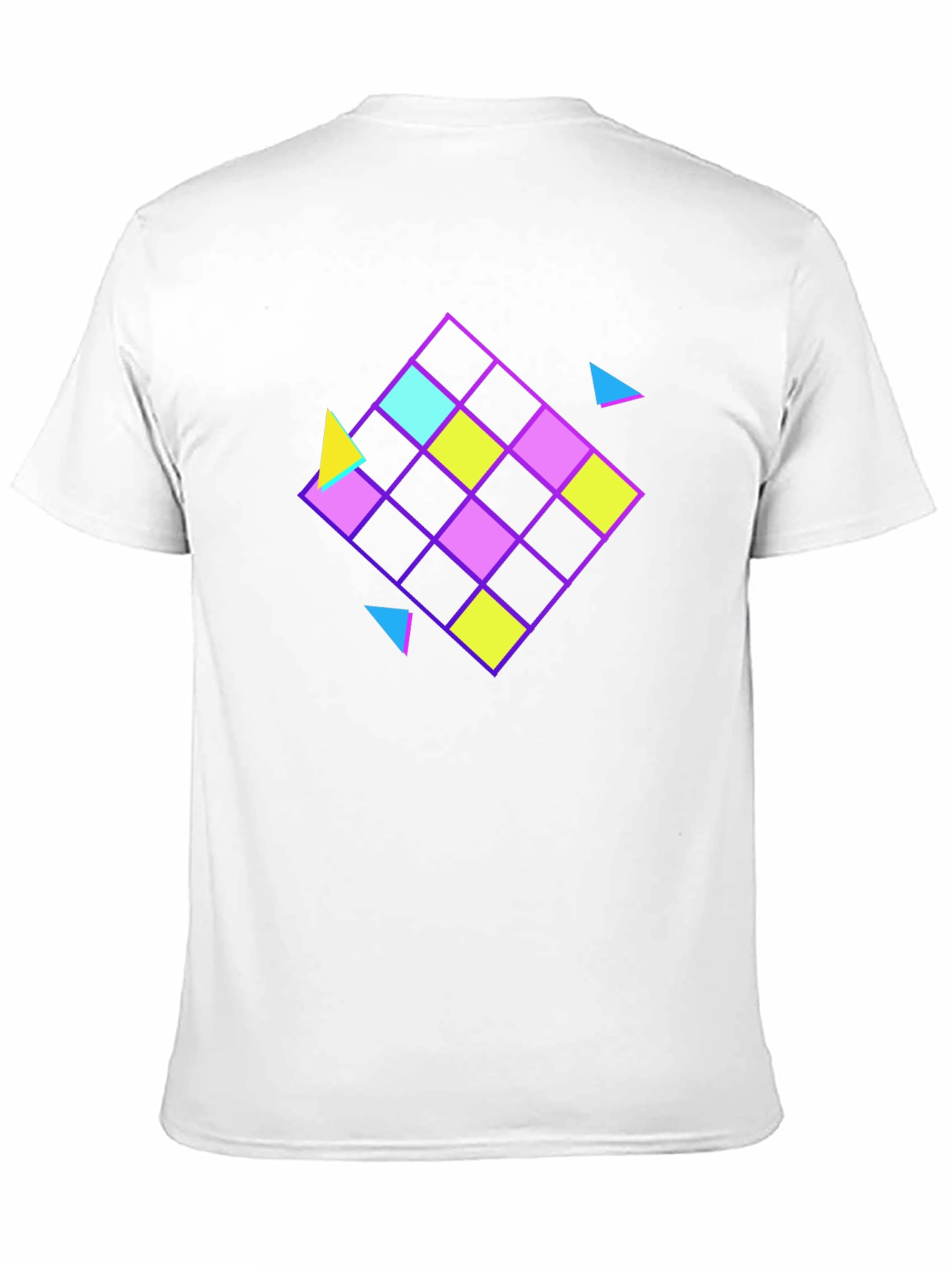 Black Retro Geometric Pattern Black T-Shirt view 11