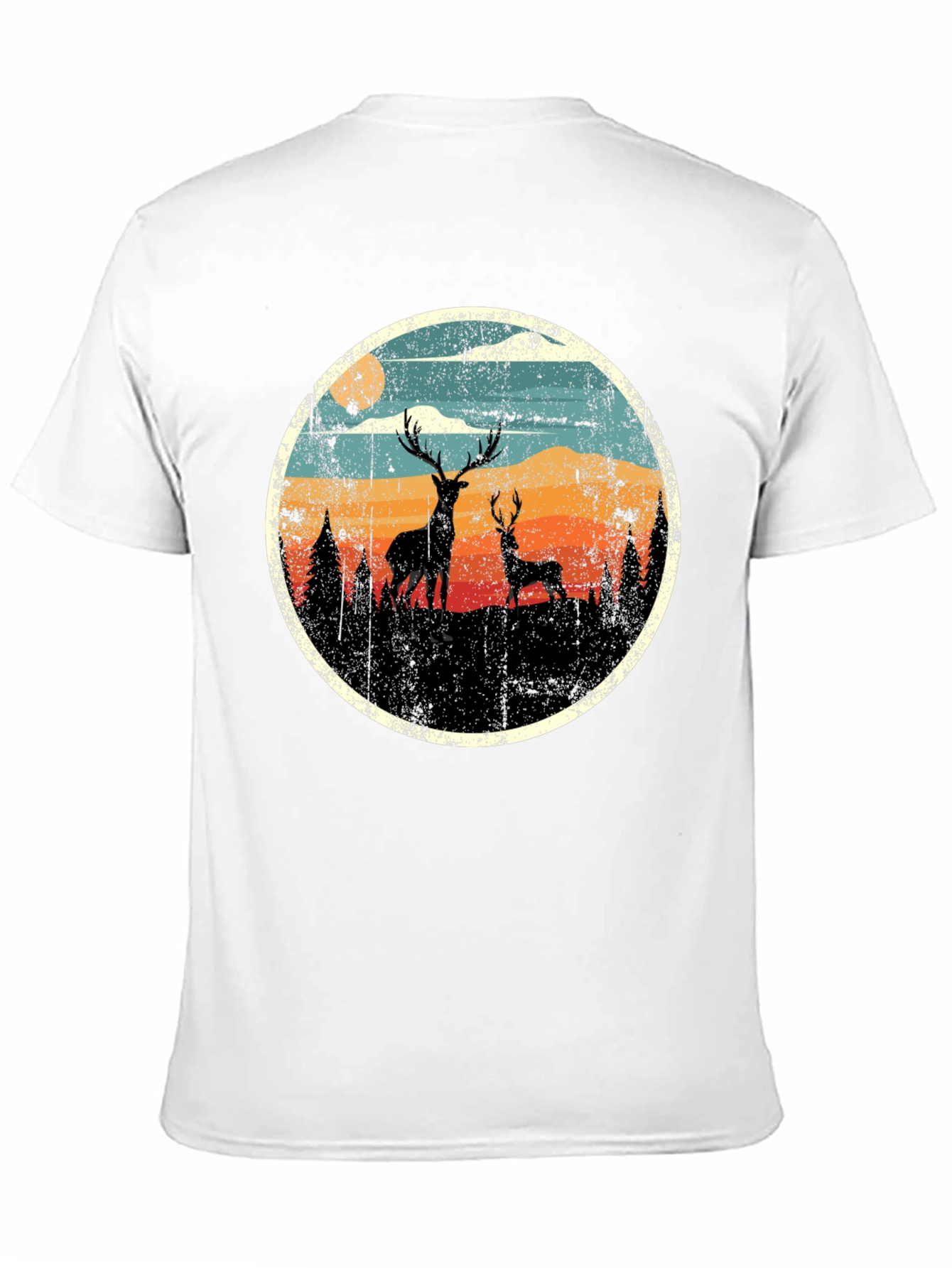 Black Deer Silhouette Graphic Print Black T-Shirt view 11