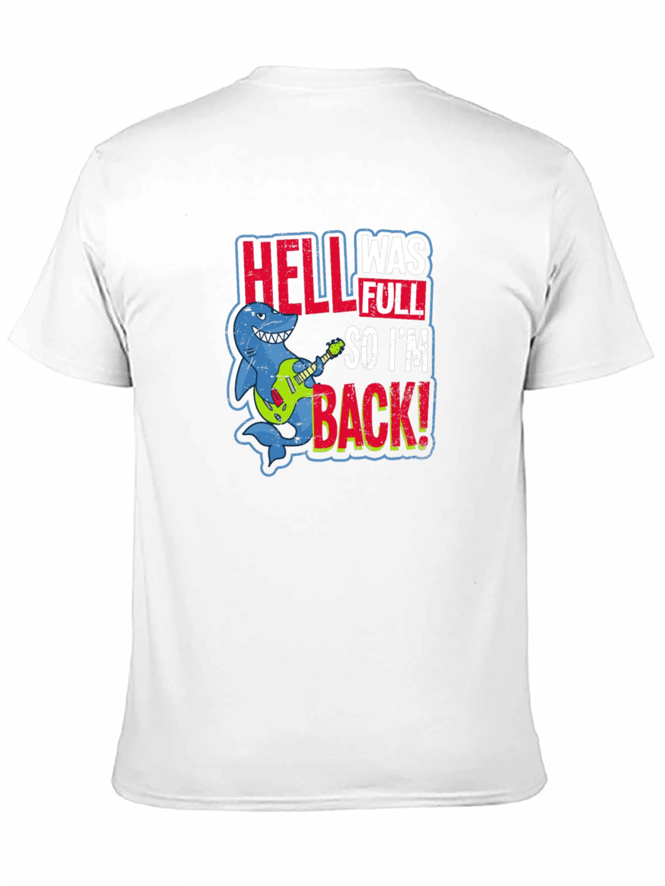 Black Hell Was Full Shark Guitar T-Shirt view 11