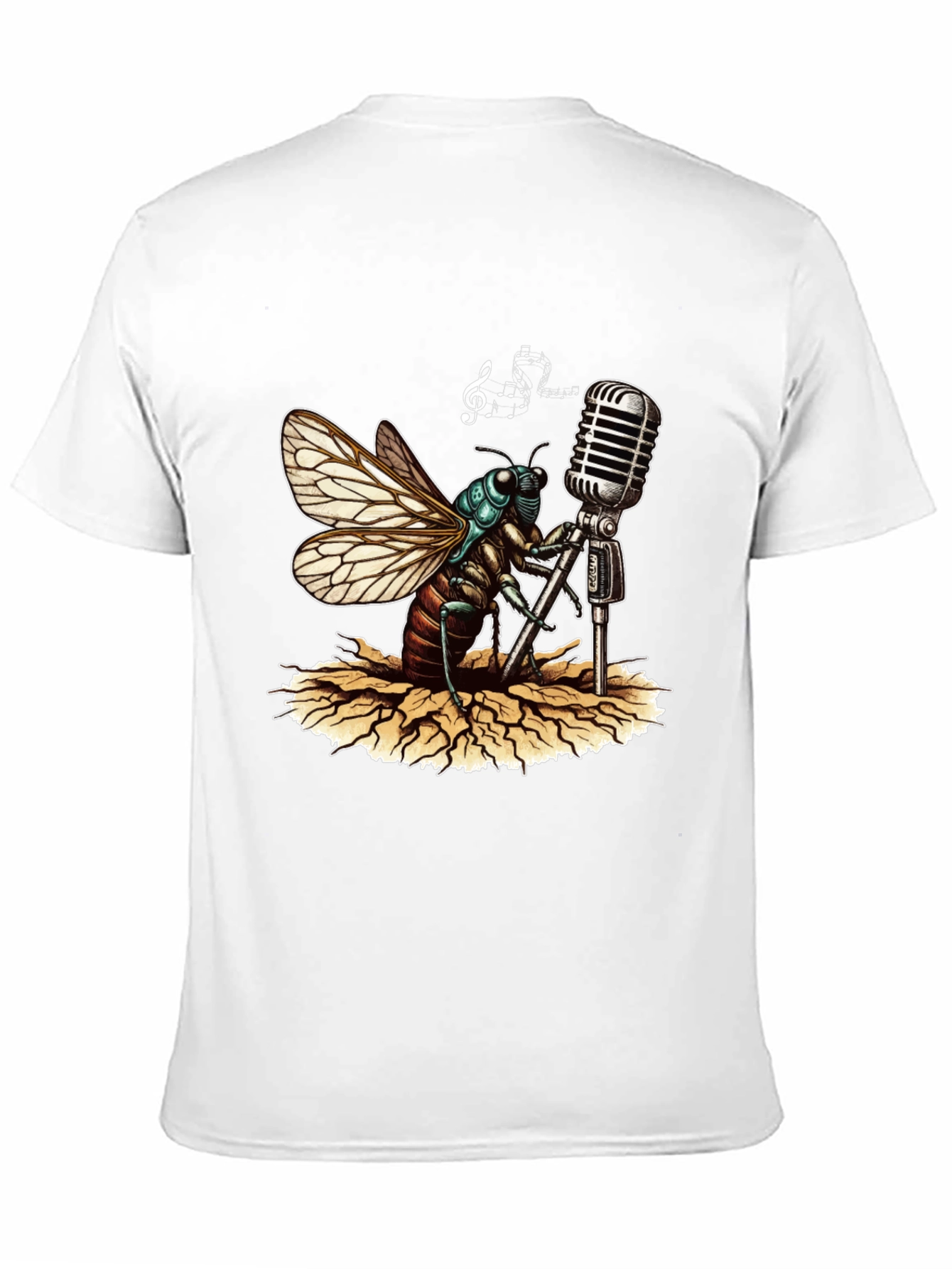 Black Cicada Singer Graphic Tee - Retro Mic view 11