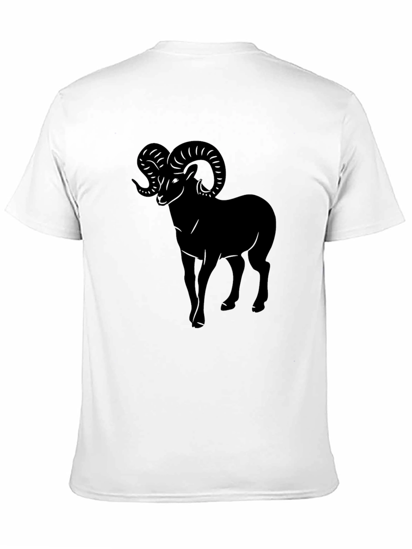 Black Men's Black T-Shirt with Ram Graphic view 11
