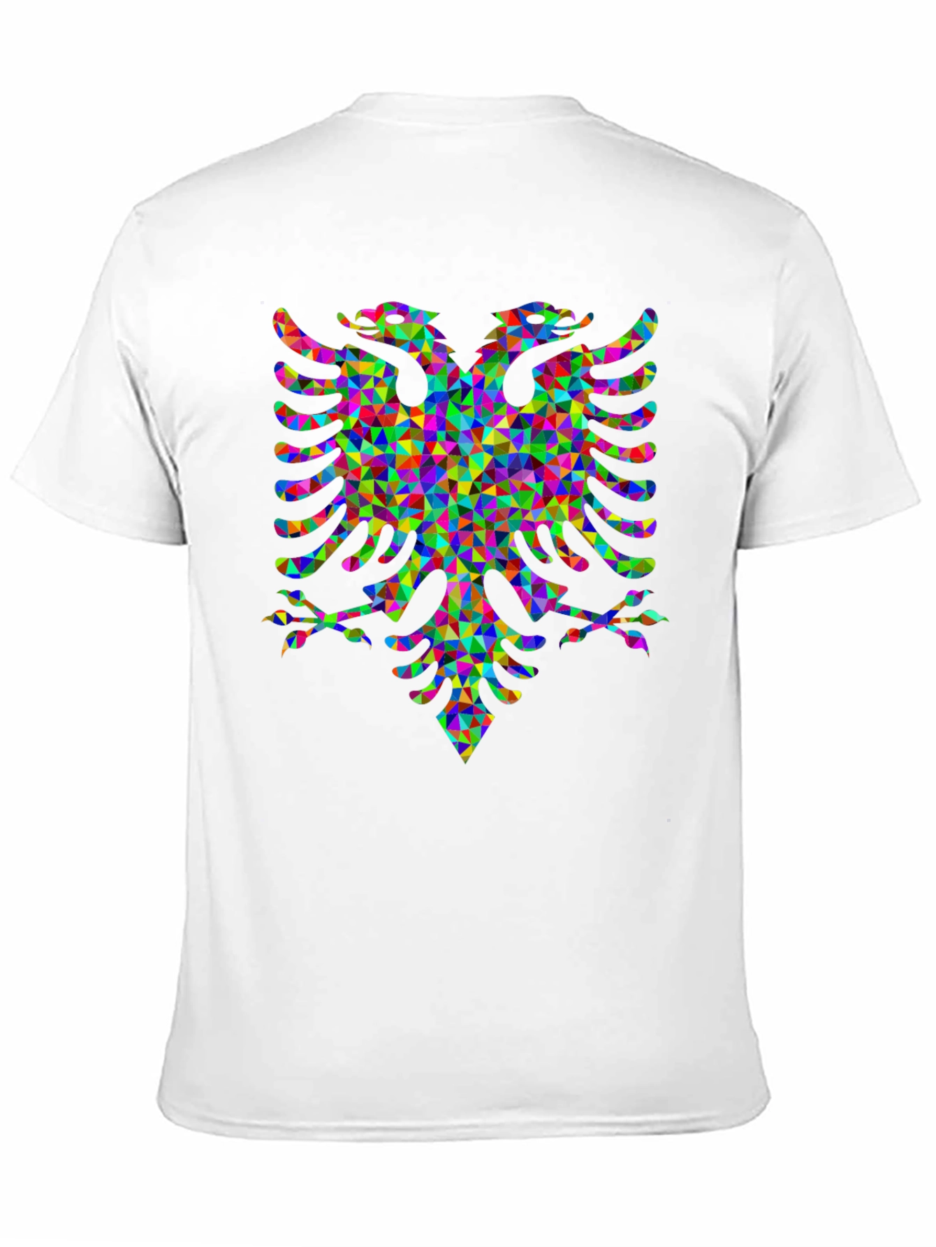 Black Colorful Geometric Eagle Graphic Tee - Stylish Black T-Shirt view 11