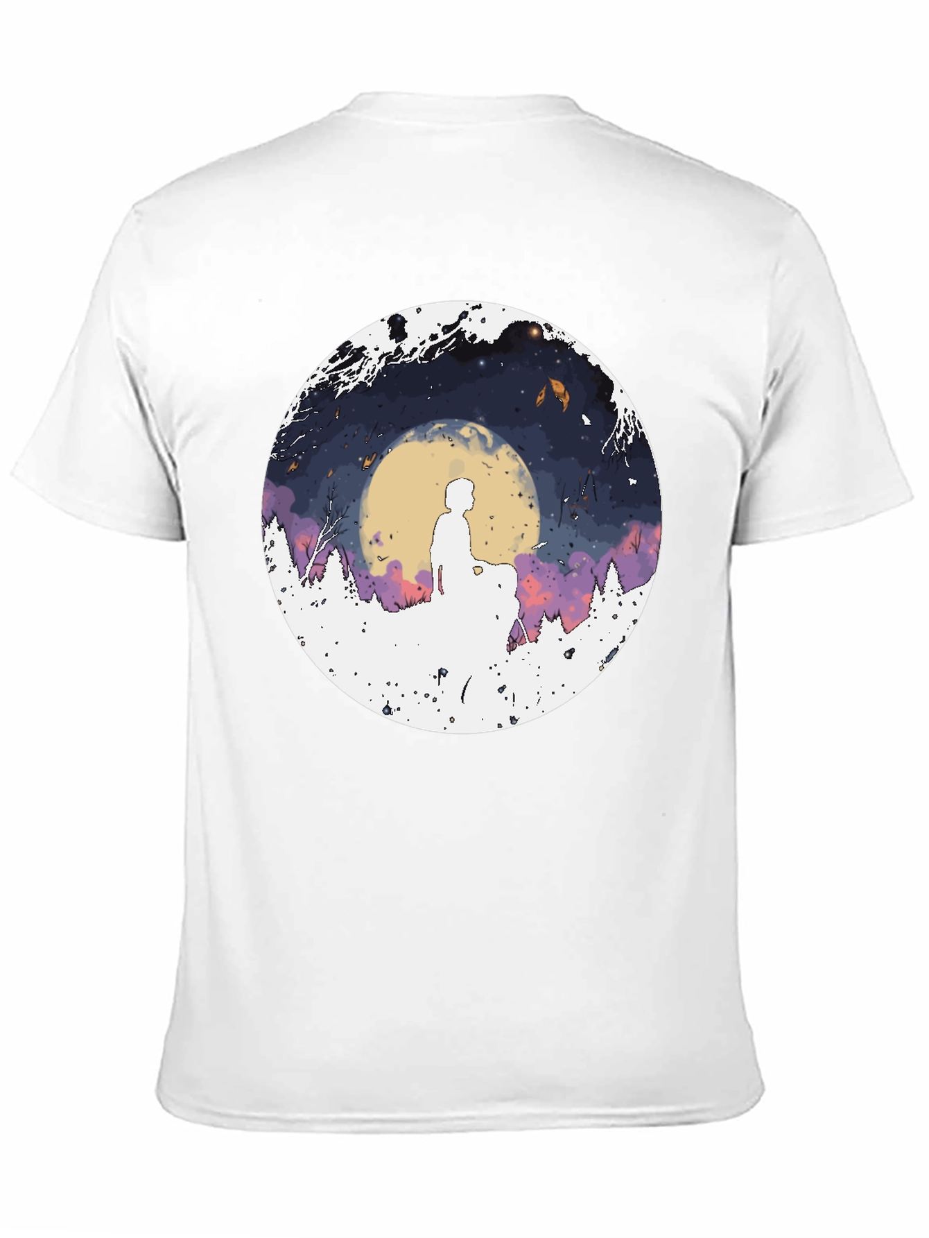 Black Silhouette Moon Graphic Men's Tee view 11