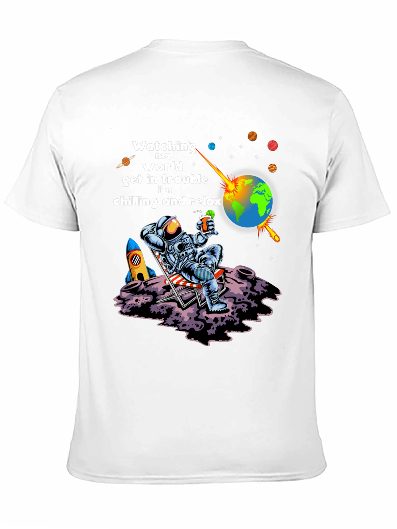 Black Astronaut Chilling T-Shirt view 11