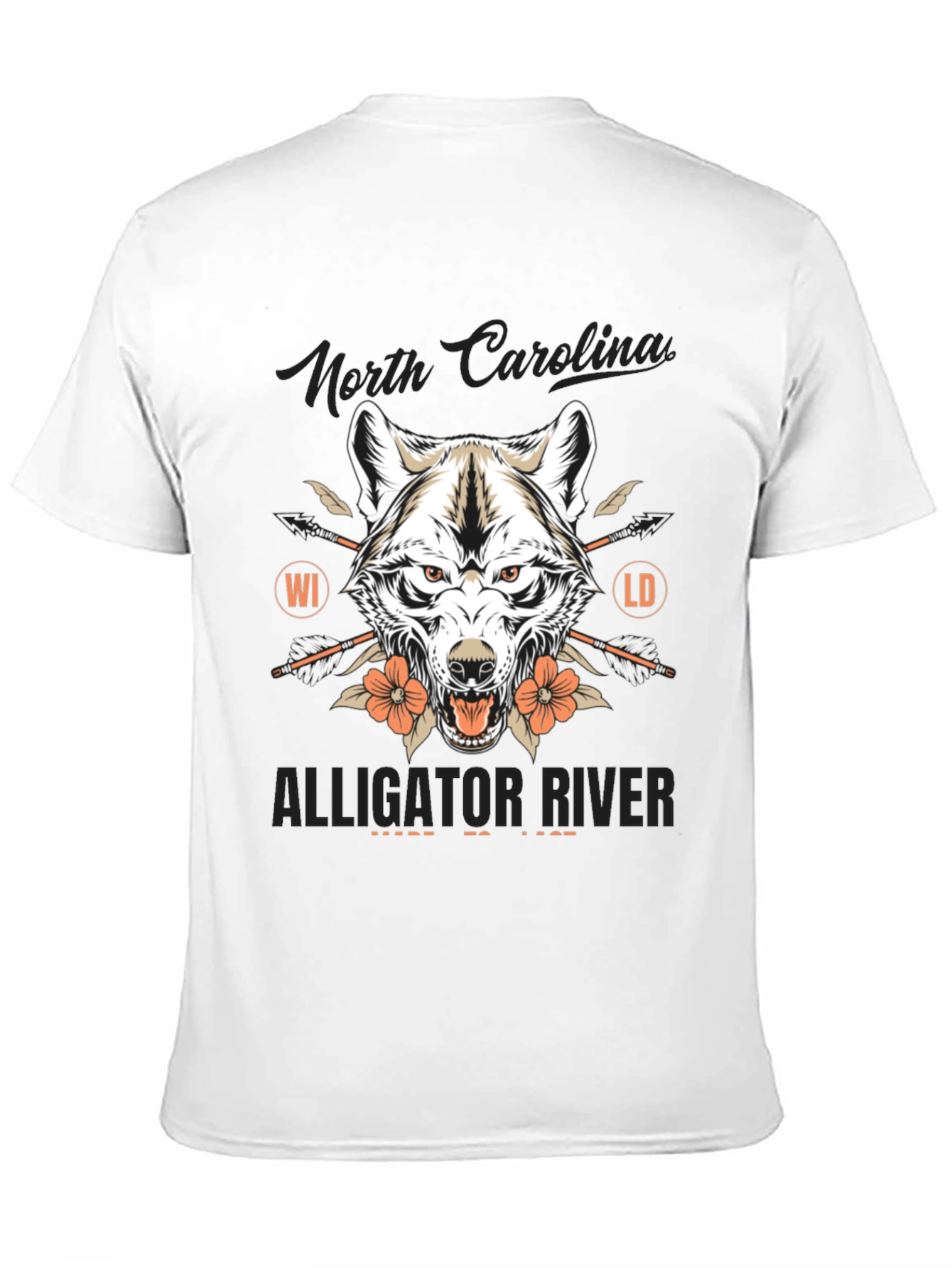 Black North Carolina Alligator River Wolf Graphic Tee view 11