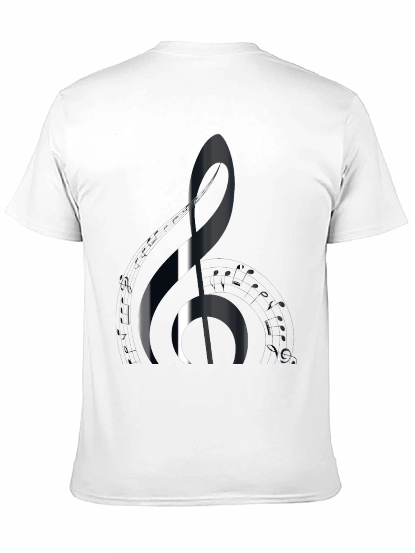 Black Music Lover's Black T-Shirt with Treble Clef Design view 11