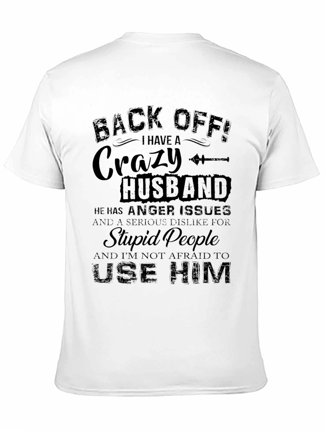 Black Crazy Husband Graphic Tee - Black view 11