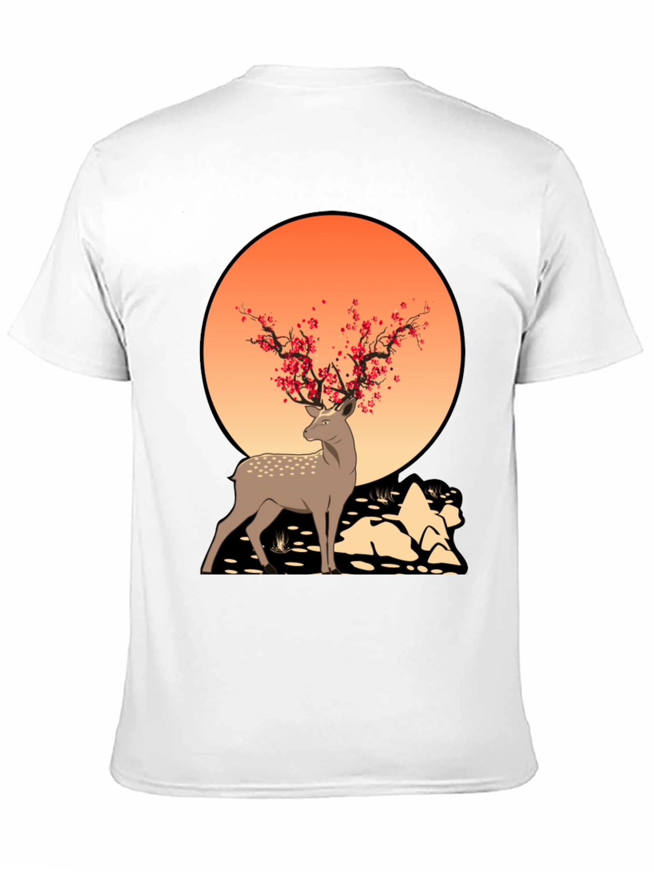 Black Nature-Inspired Deer Graphic Tee view 11
