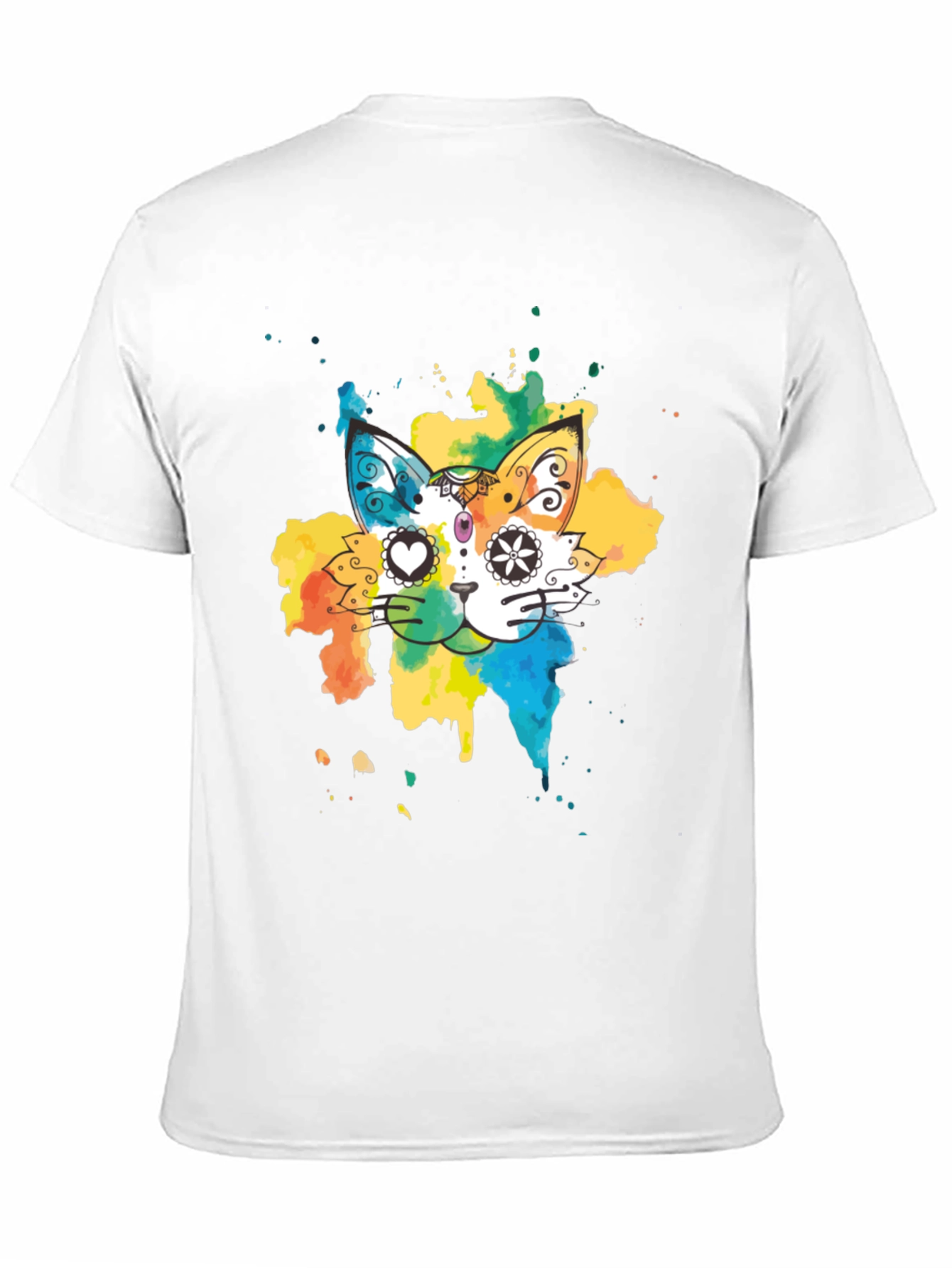 Black Colorful Cat T-Shirt - Whimsical Design Tee view 11