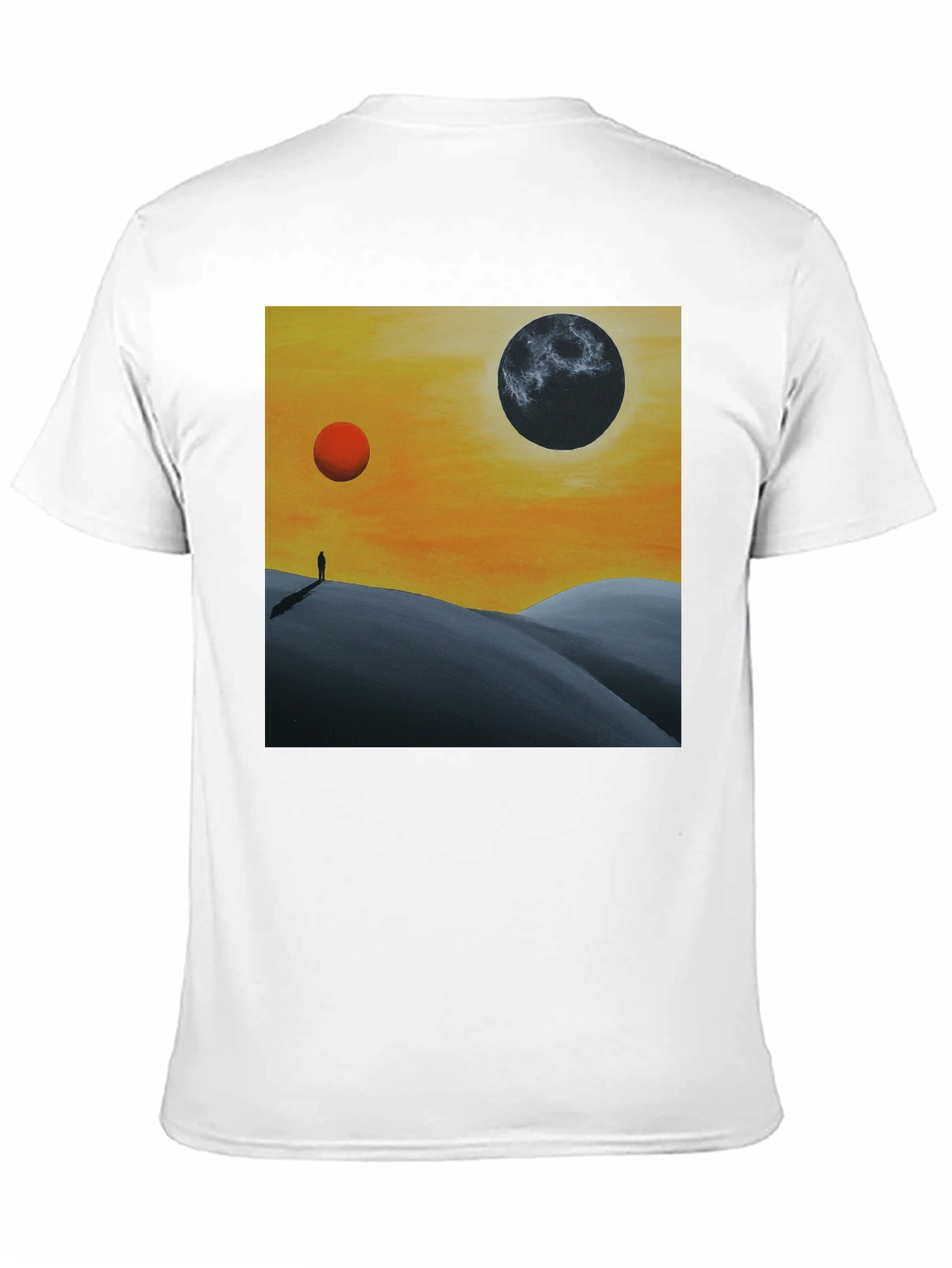 Black Surreal Planetary Landscape T-Shirt view 11
