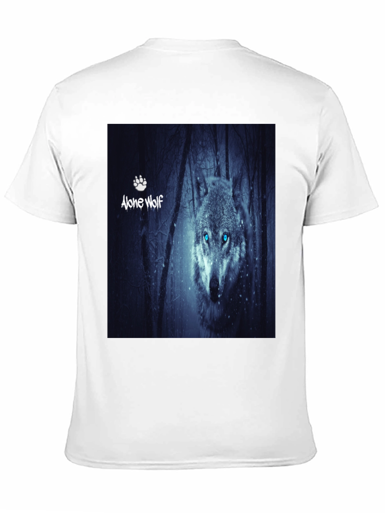 Black Alone Wolf Graphic T-Shirt, Men's Black Tee view 11