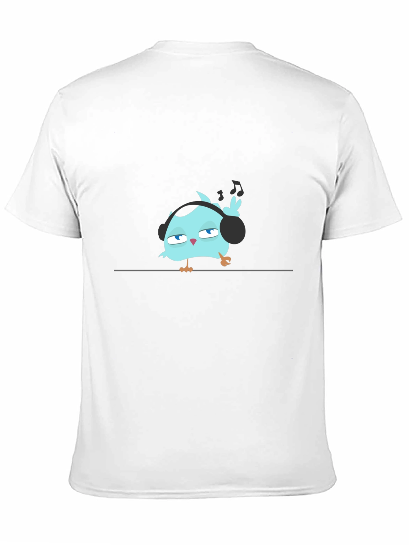 Black Cool Bird in Headphones Black T-Shirt view 11