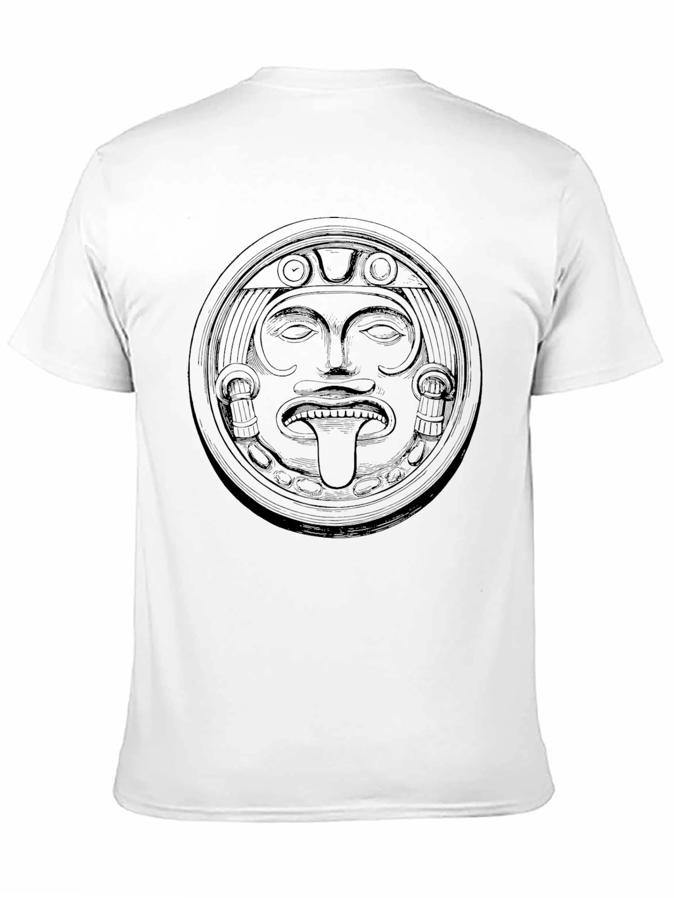 Black Aztec Sun God Graphic Tee - Black Cotton T-Shirt view 11