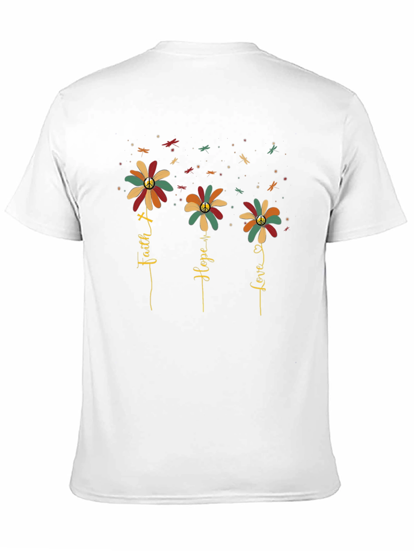 Black Faith Hope Love Flower Graphic Tee - Black view 11