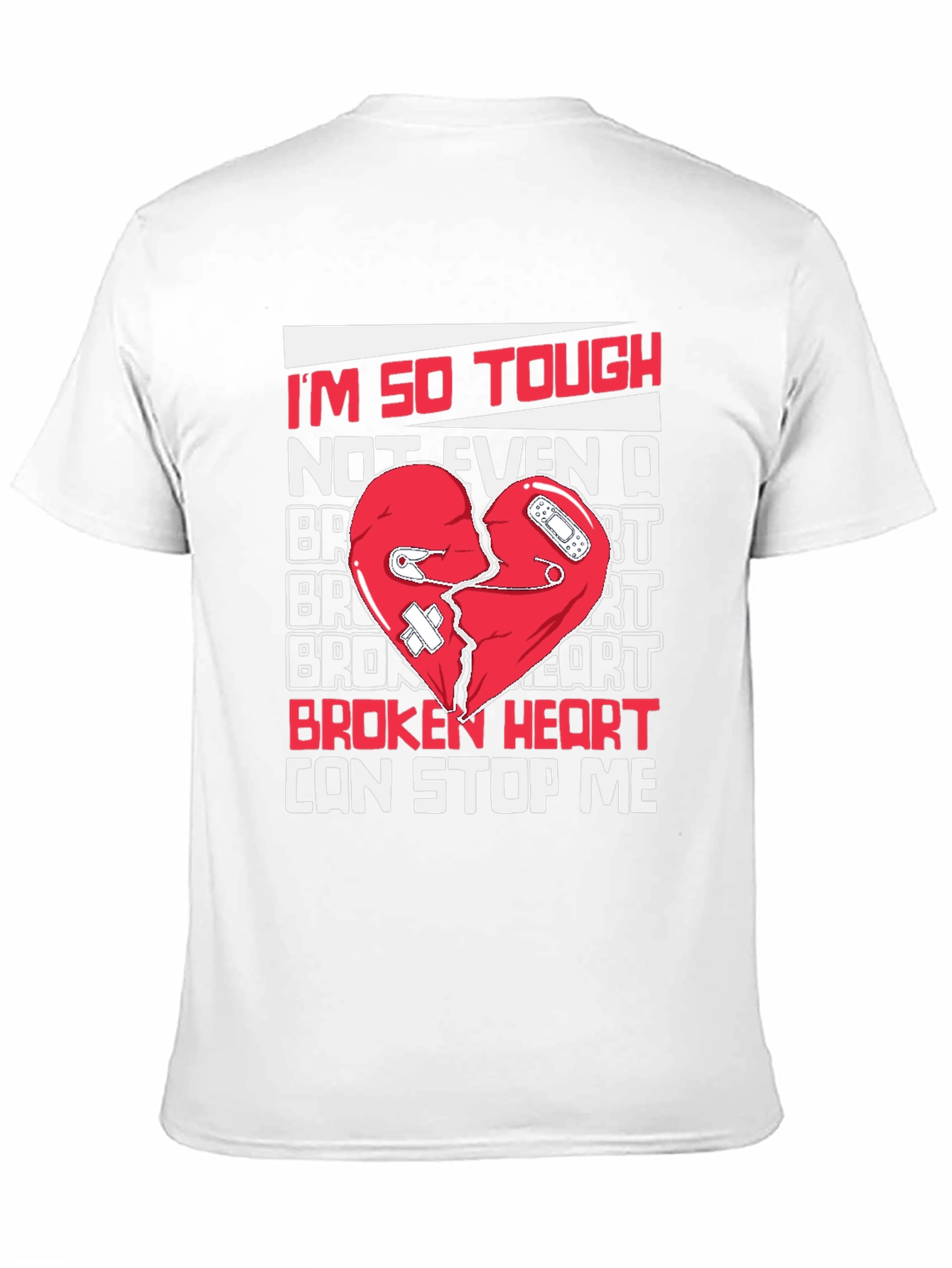Black Tough Broken Heart T-Shirt - Humor Graphic Tee view 11